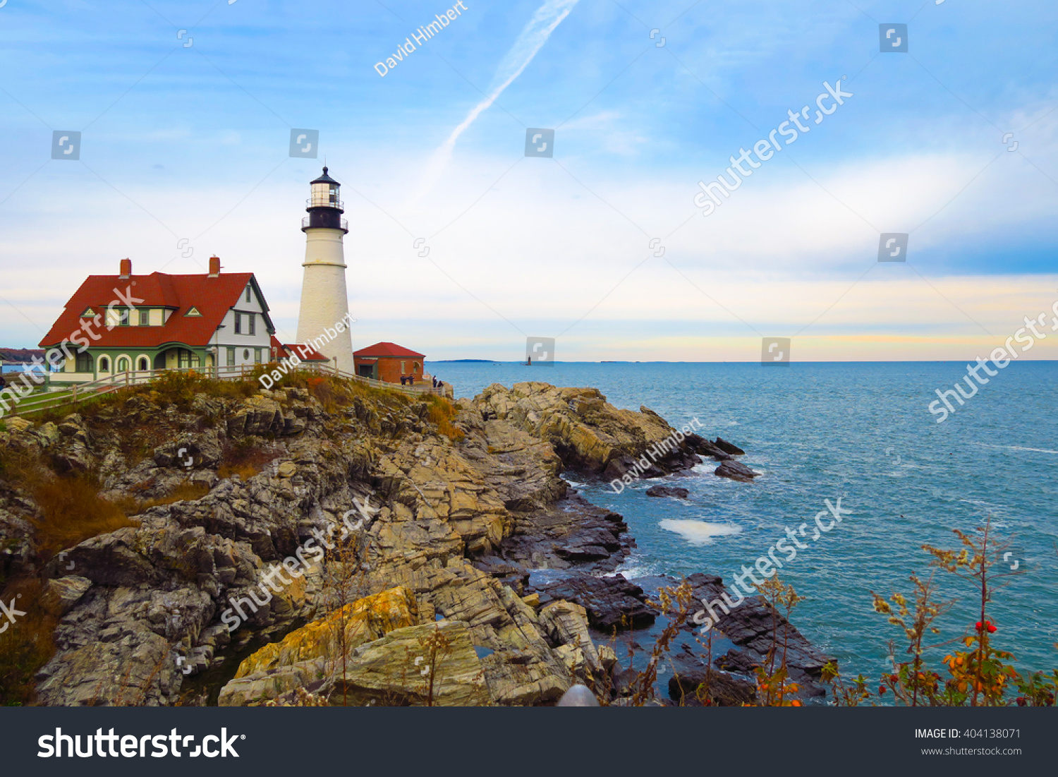 Lighthouse on the rocks, Portland, Maine #404138071