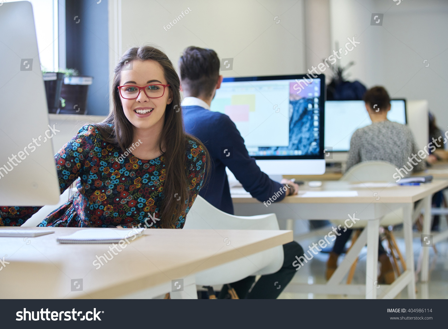 startup business, software developer working on computer at modern office #404986114