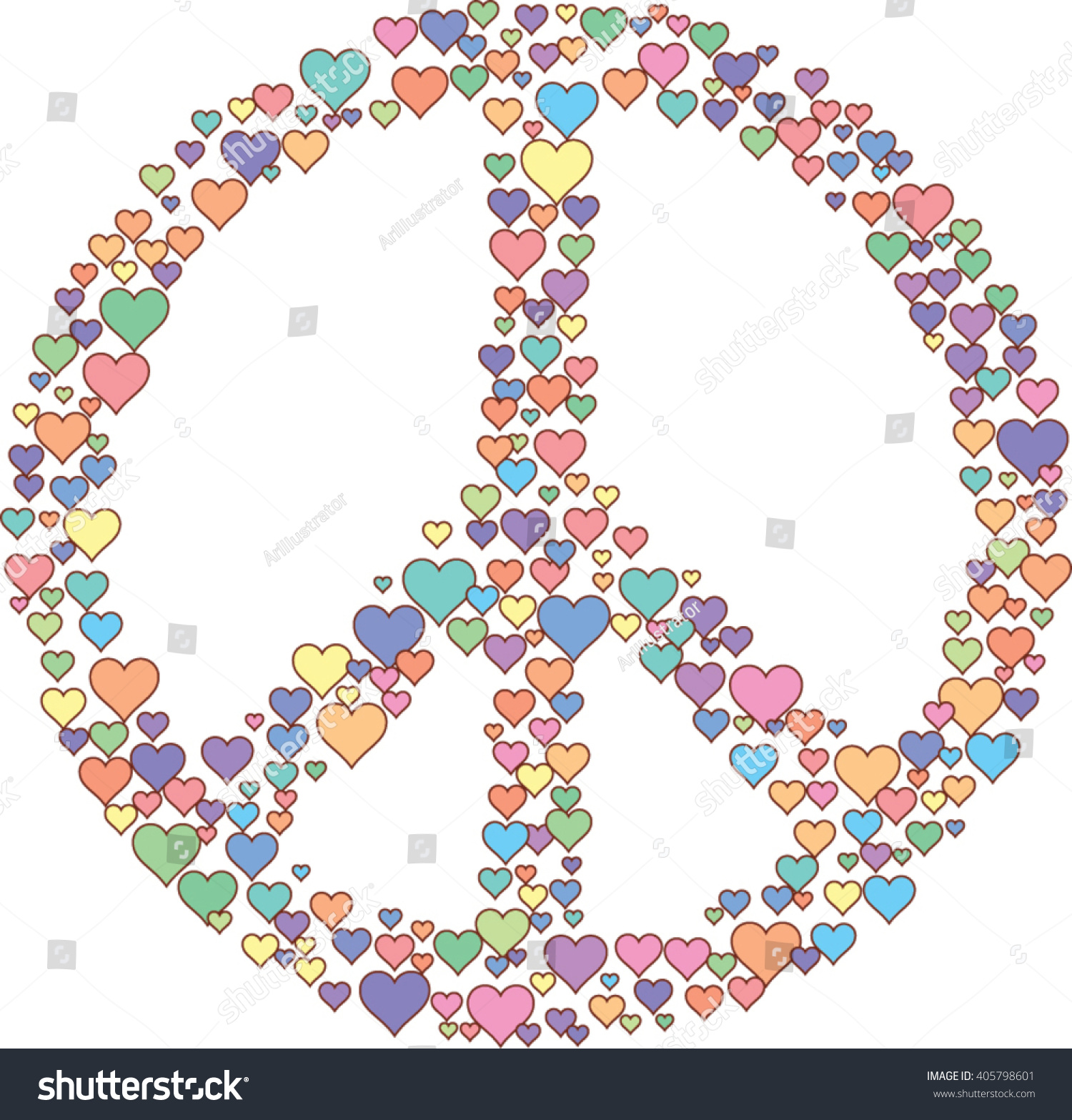 Peace sign filled with hearts - Royalty Free Stock Vector 405798601 ...