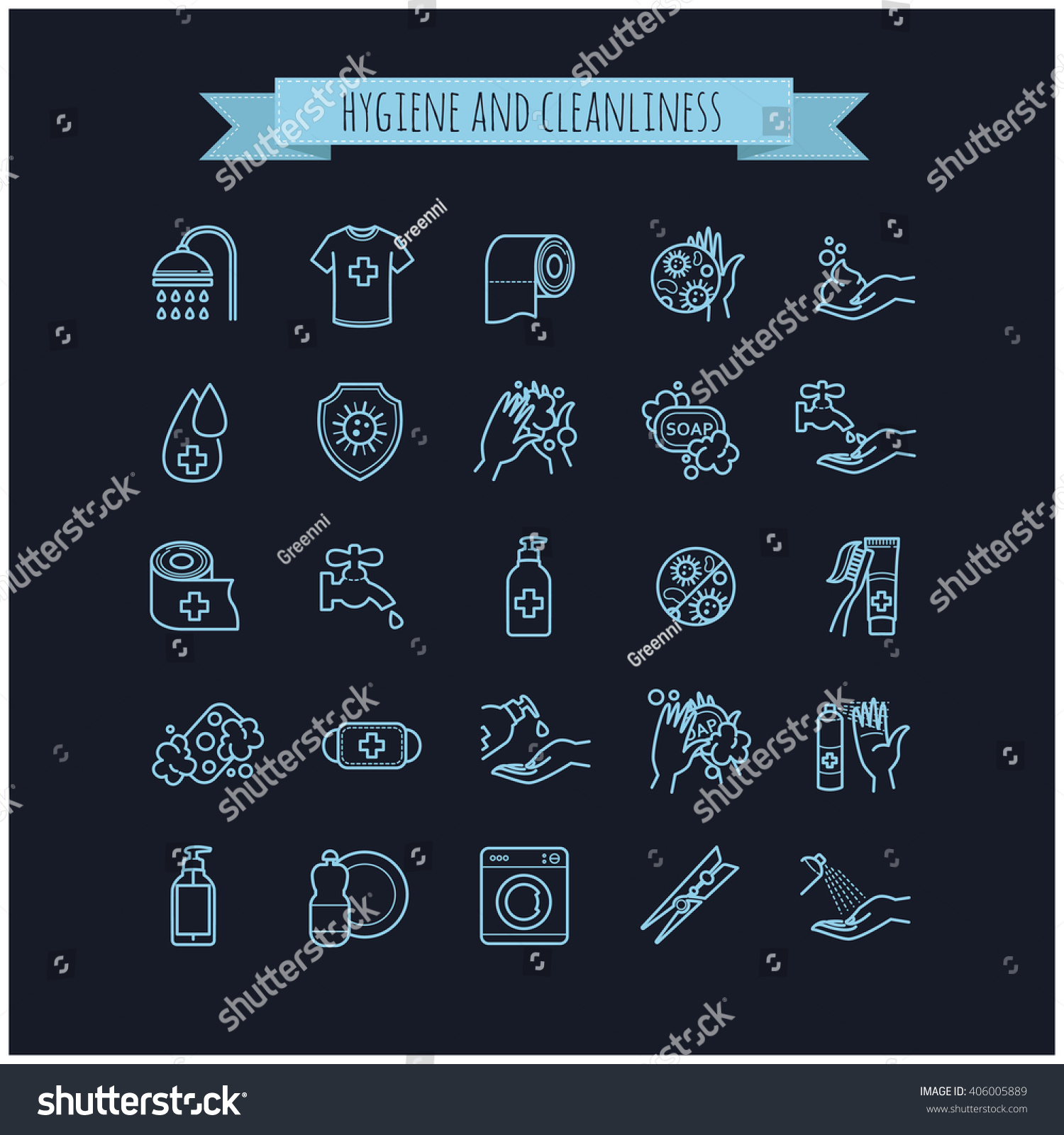 Set Of Vector Hygiene And Cleanliness Icons On A Royalty Free Stock