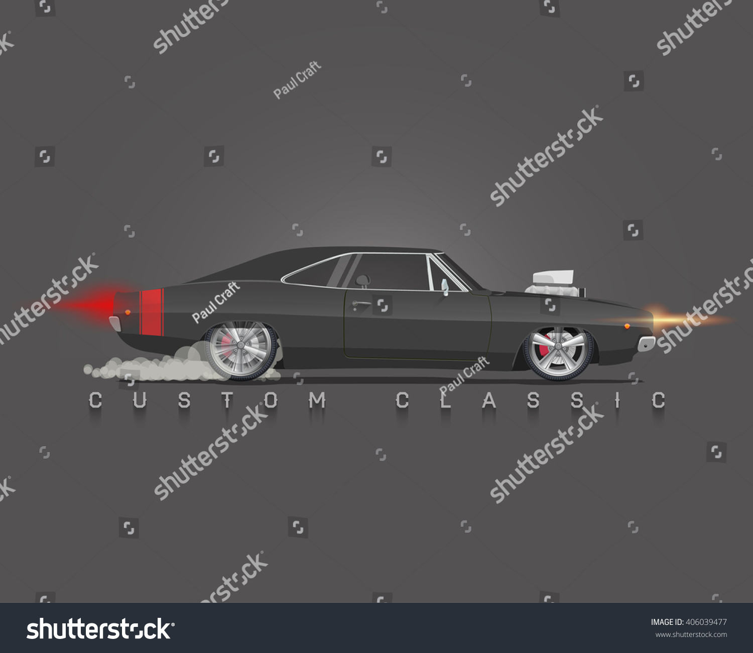 Classic 70s Muscle Car High Detailed Vector Royalty Free Stock Vector 406039477 0729