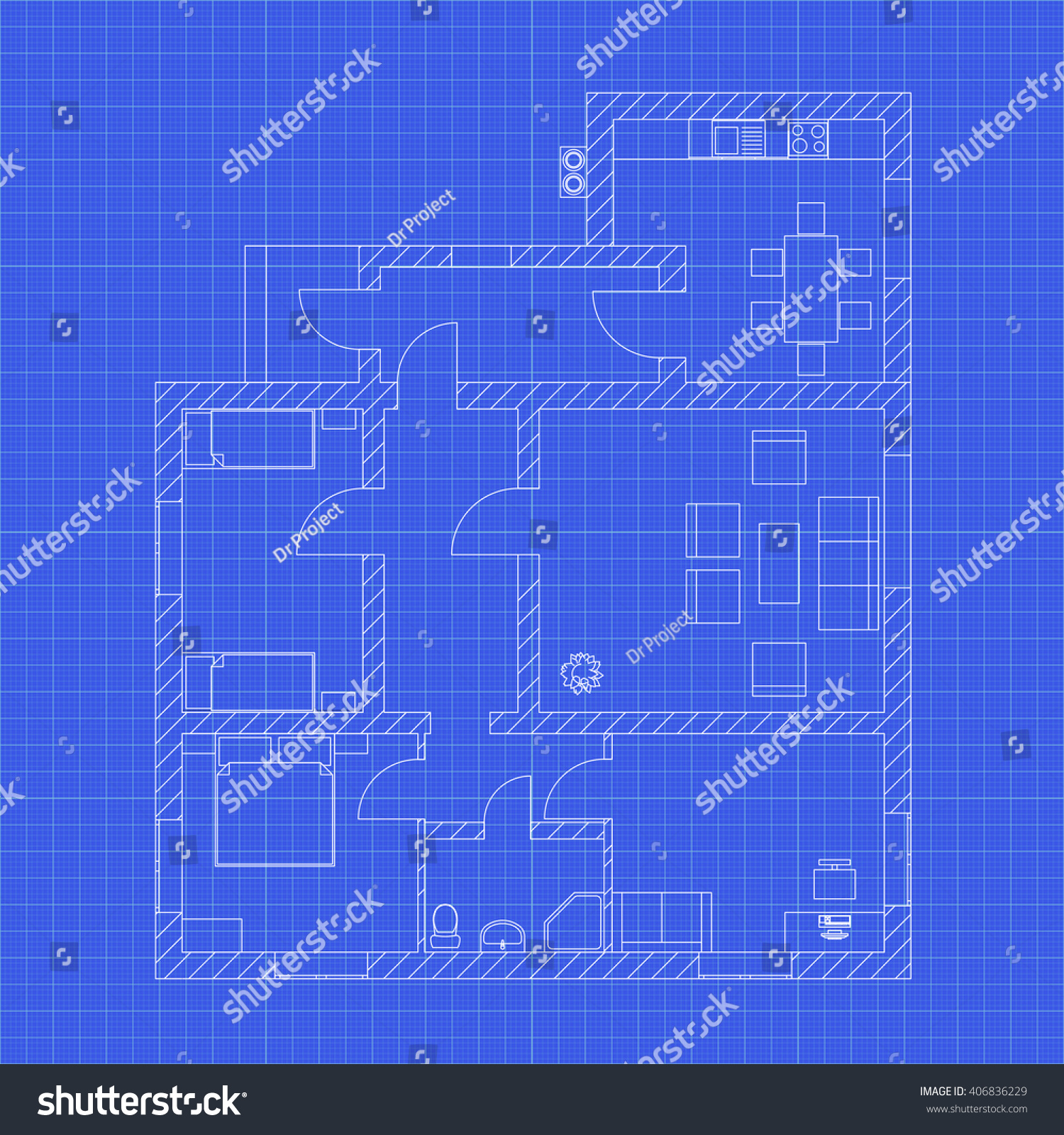 Floor plan of a modern apartment on graph paper. - Royalty Free Stock ...