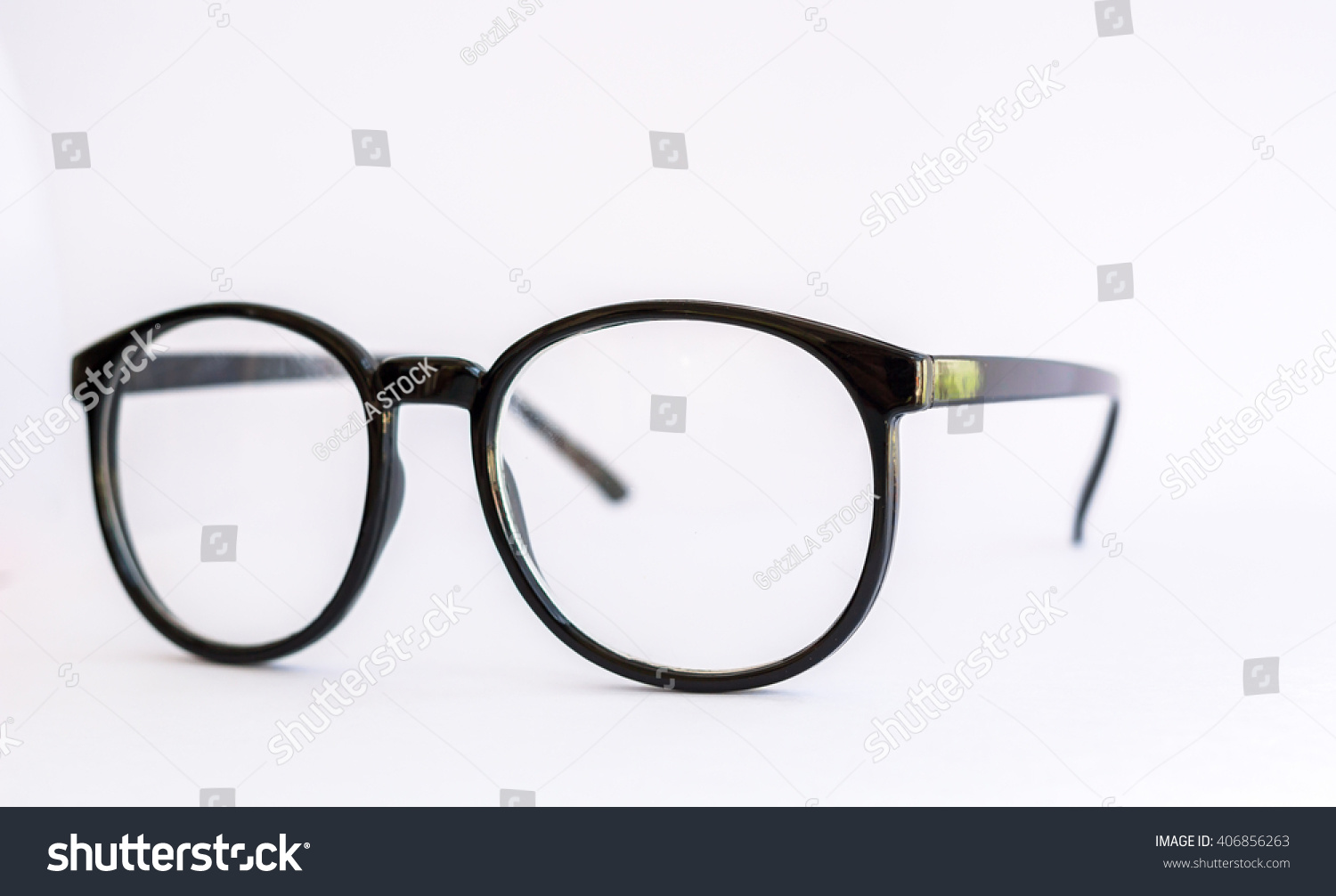 Black Eye Glasses Isolated on White #406856263