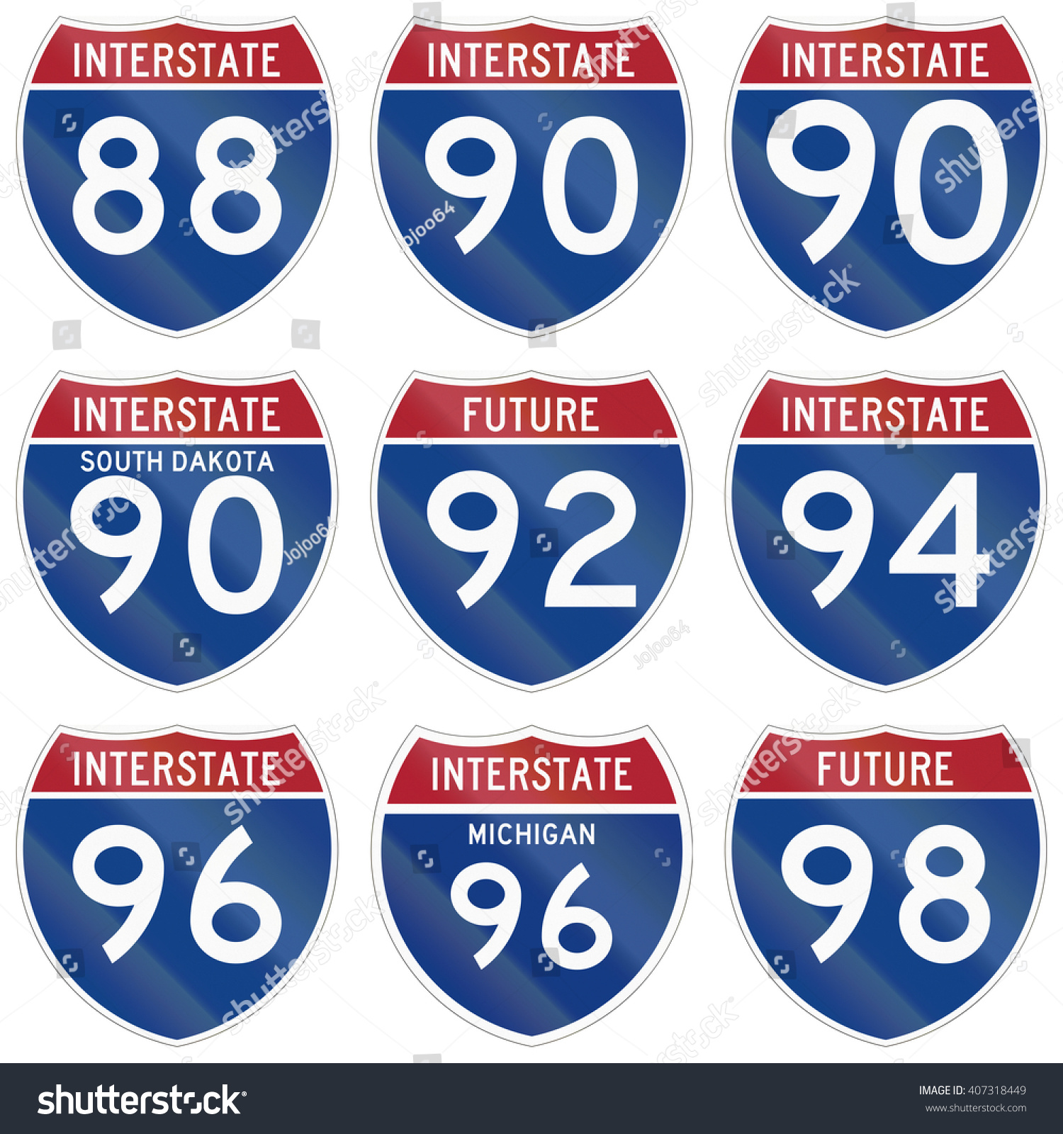 Collection of Interstate highway shields used in - Royalty Free Stock ...