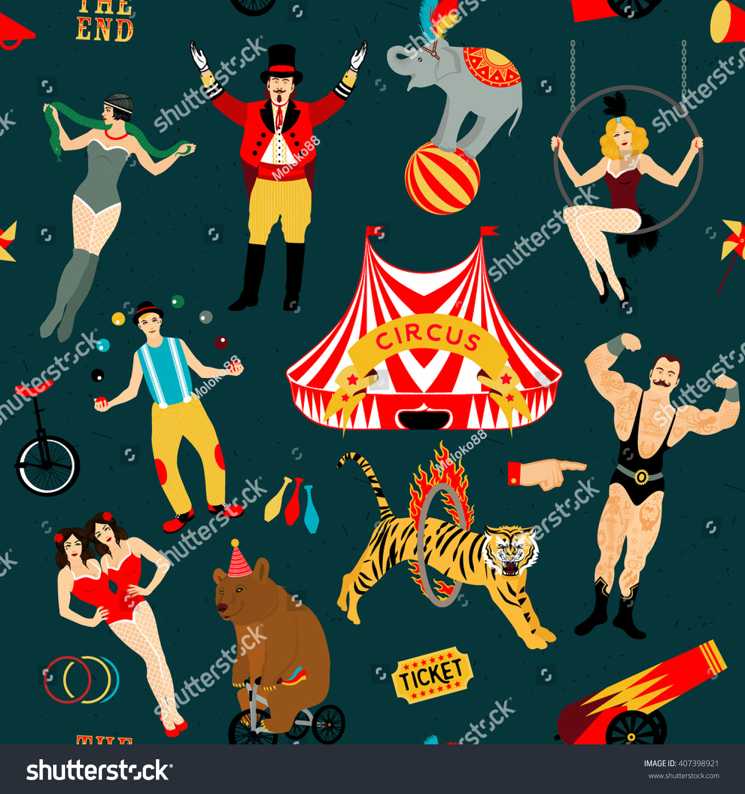 Seamless Circus Pattern - Royalty Free Stock Vector 407398921 - Avopix.com