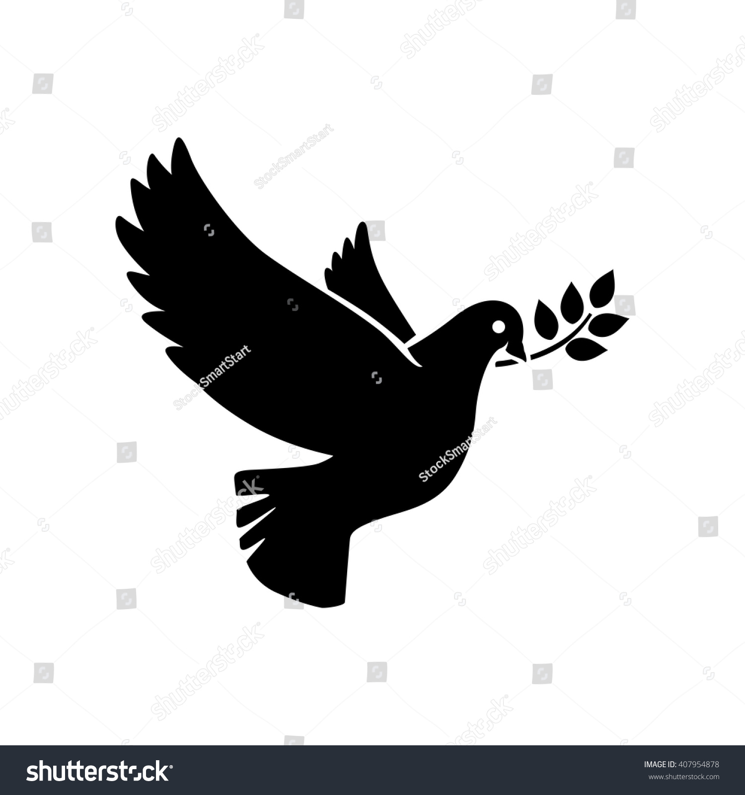 Flying dove with olive twig vector sign - Royalty Free Stock Vector ...