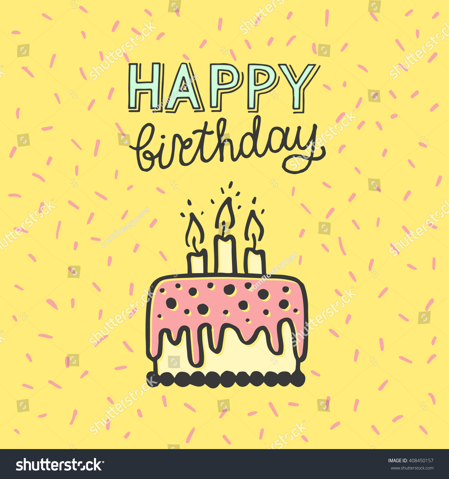 Cute happy birthday card or invitation with cake - Royalty Free Stock ...