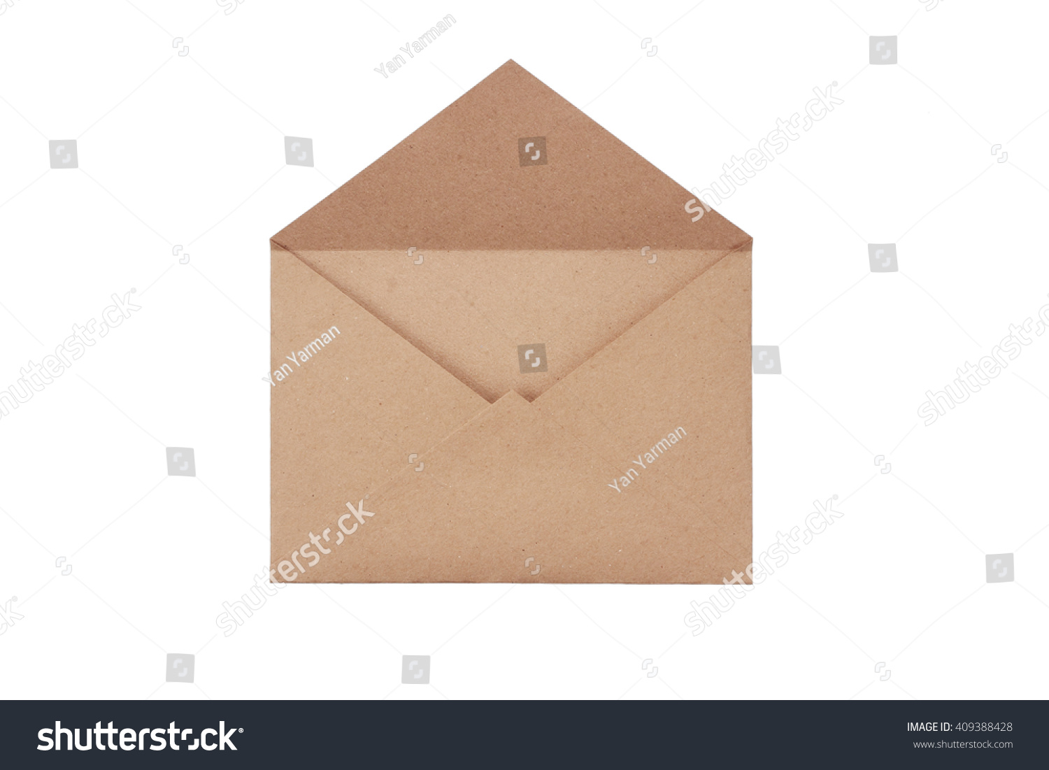 Brown craft envelope isolated on white background #409388428