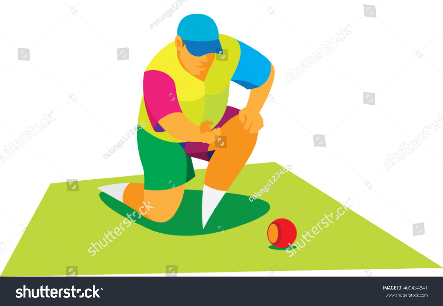 Man playing lawn bowls - Royalty Free Stock Vector 409434841 - Avopix.com