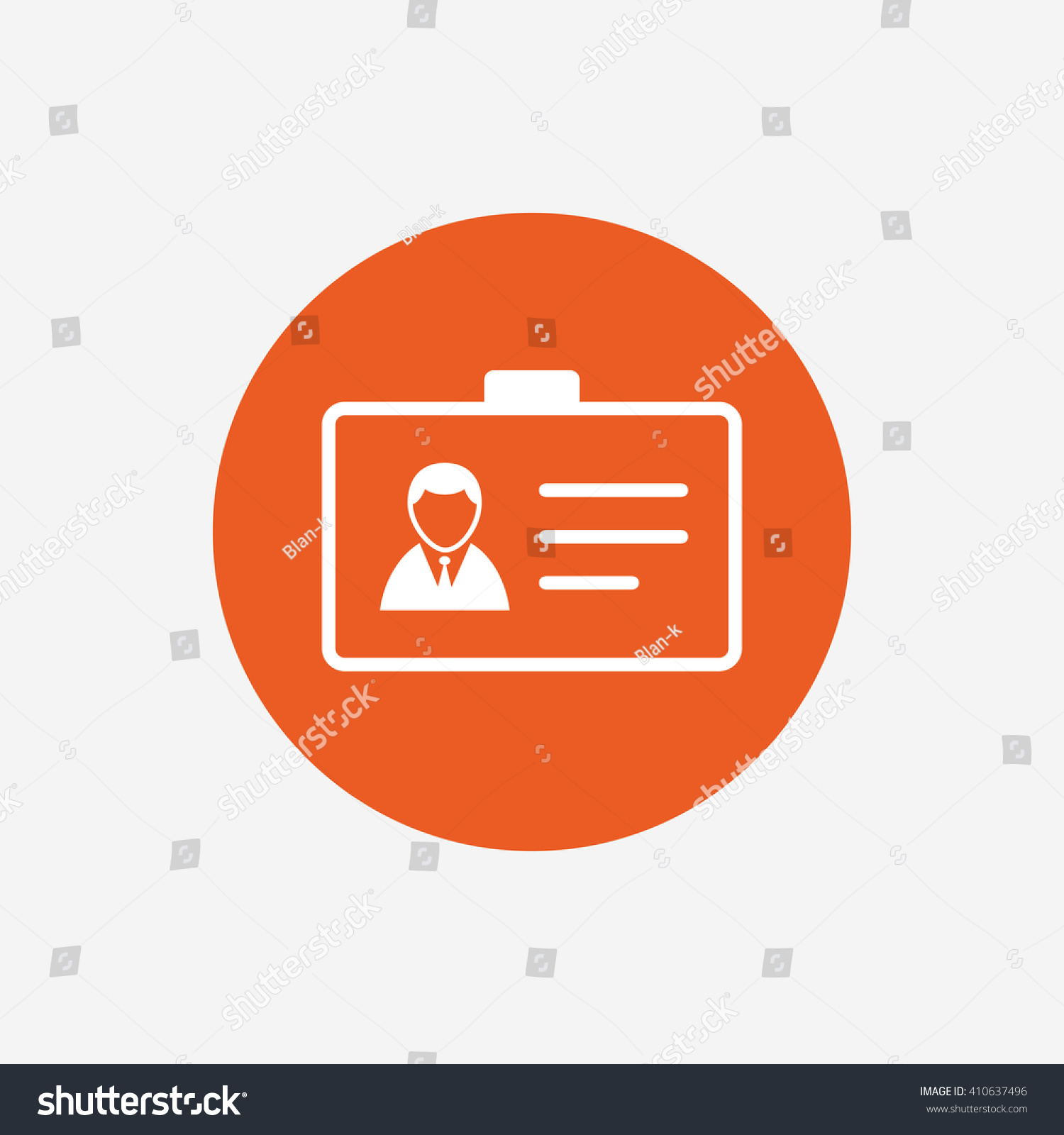 ID card sign icon. Identity card badge symbol. Orange circle button with icon. Vector #410637496