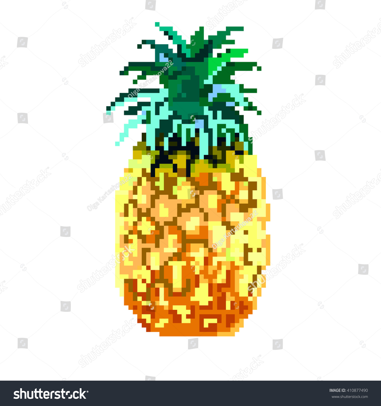 Pineapple Pixel Image Pixel Pineapple Stock Photo