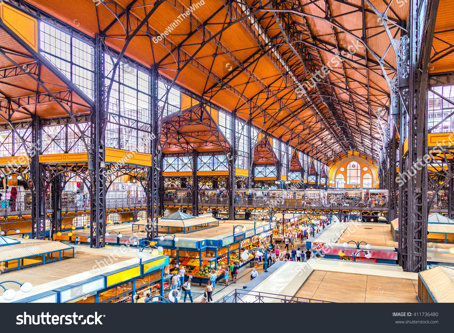 Interiors of Central Market Hall of Budapest, Hungary #411736480
