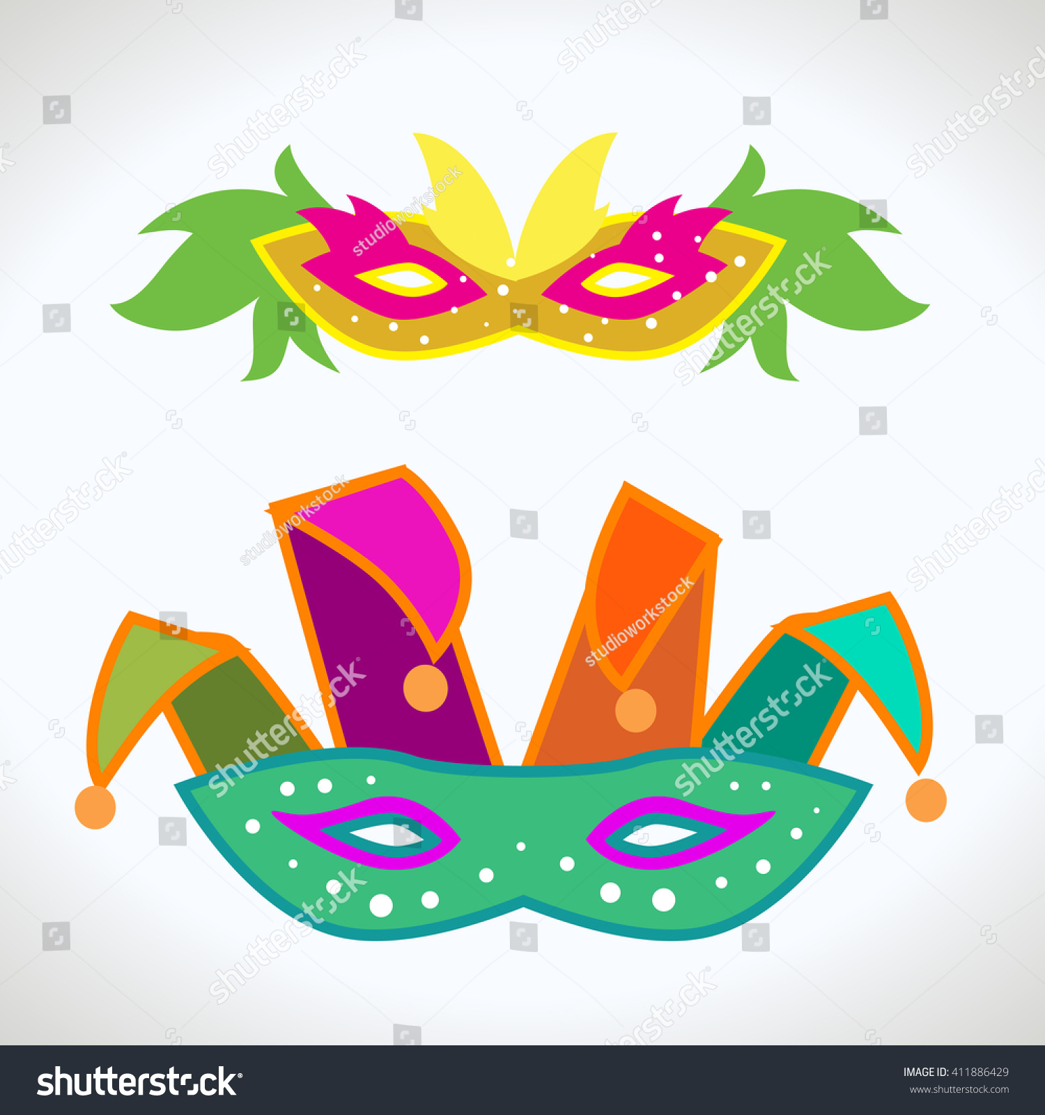 Carnival Mask Icon Bitmap Isolated Set Royalty Free Stock Photo