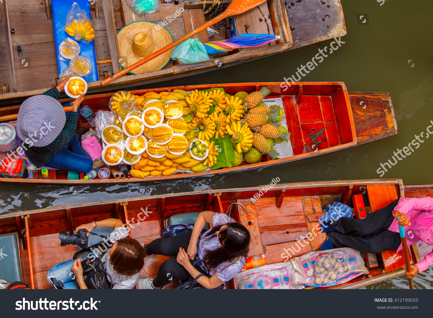 Damnoen Saduak floating market in Ratchaburi near Bangkok, Thailand #412199593