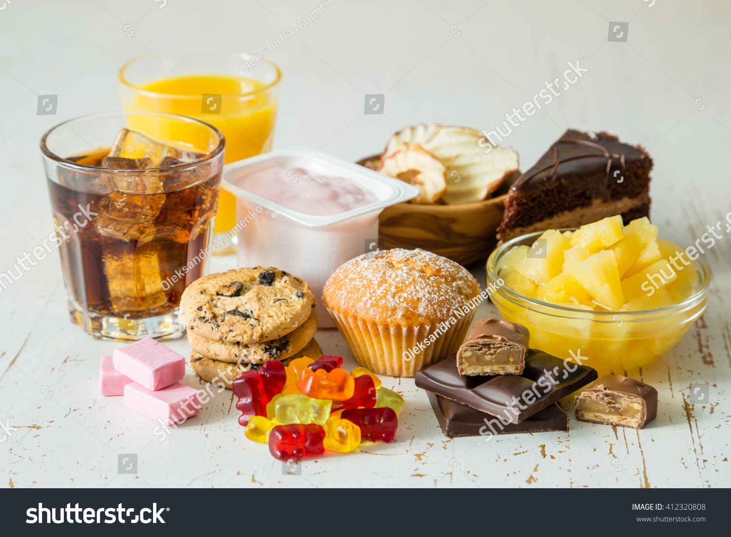 Selection of food high in sugar #412320808