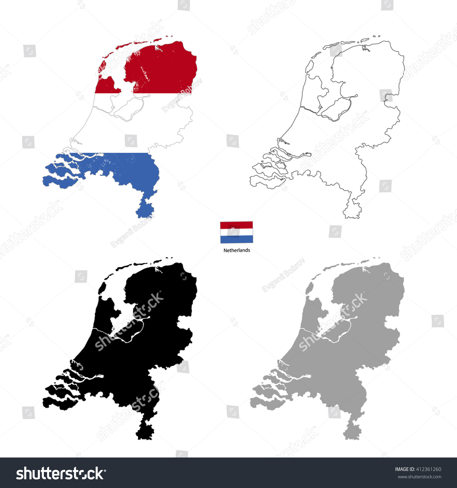 Netherlands country black silhouette and with - Royalty Free Stock ...