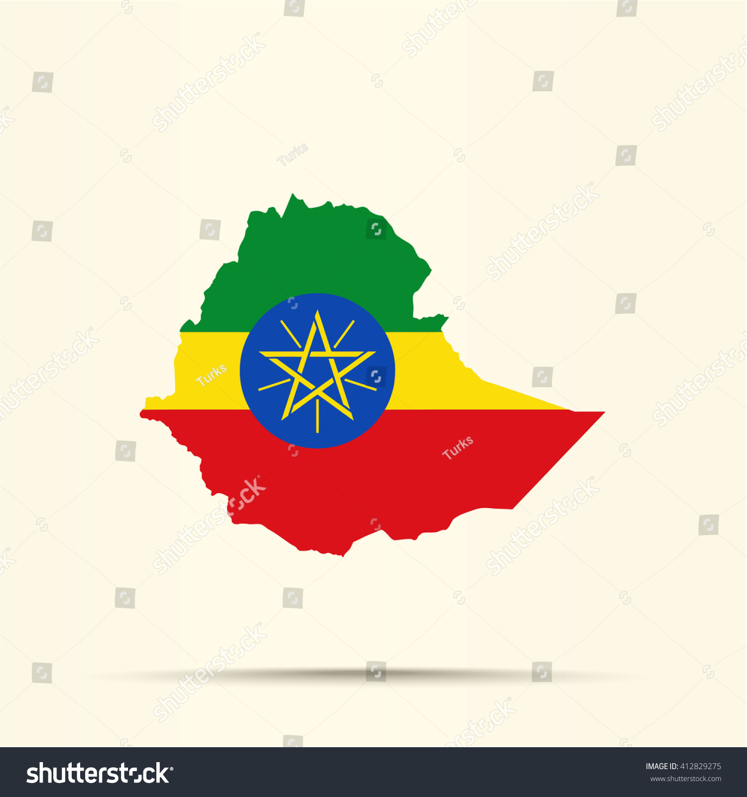 Map Of Ethiopia In Ethiopia Flag Colors Royalty Free Stock Photo