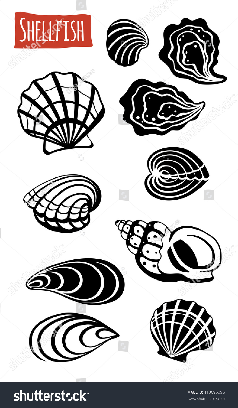 Shellfish, vector illustration, cartoon style - Royalty Free Stock ...