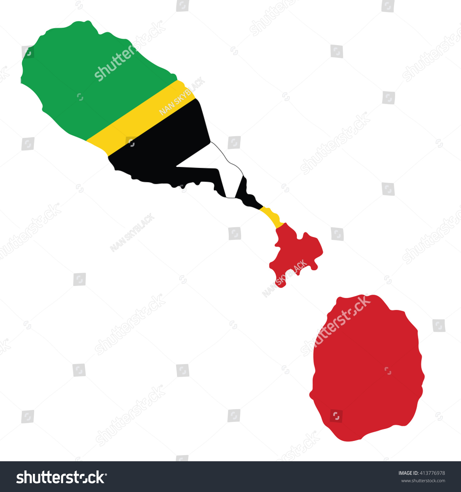 Flag-map of Saint Kitts and Nevis - Royalty Free Stock Vector 413776978 ...