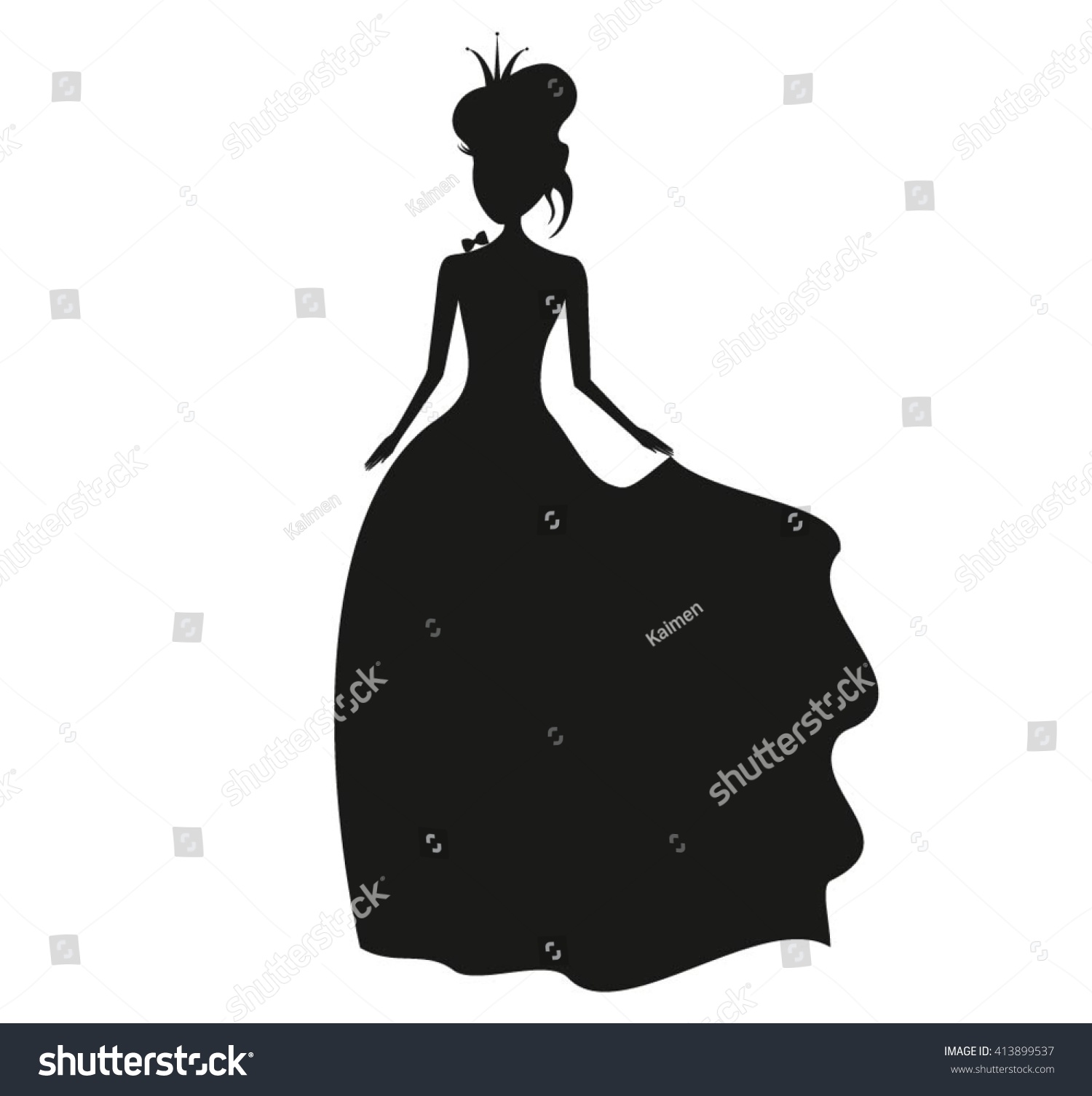 royalty free princess black silhouette vector 413899537 stock