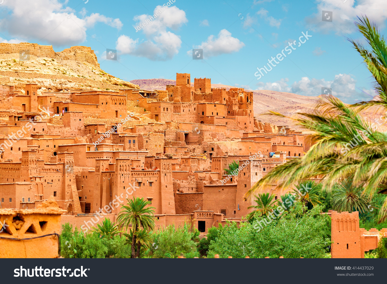Kasbah Ait Ben Haddou in the Atlas Mountains of Morocco. UNESCO World Heritage Site since 1987. Several films have been shot there #414437029