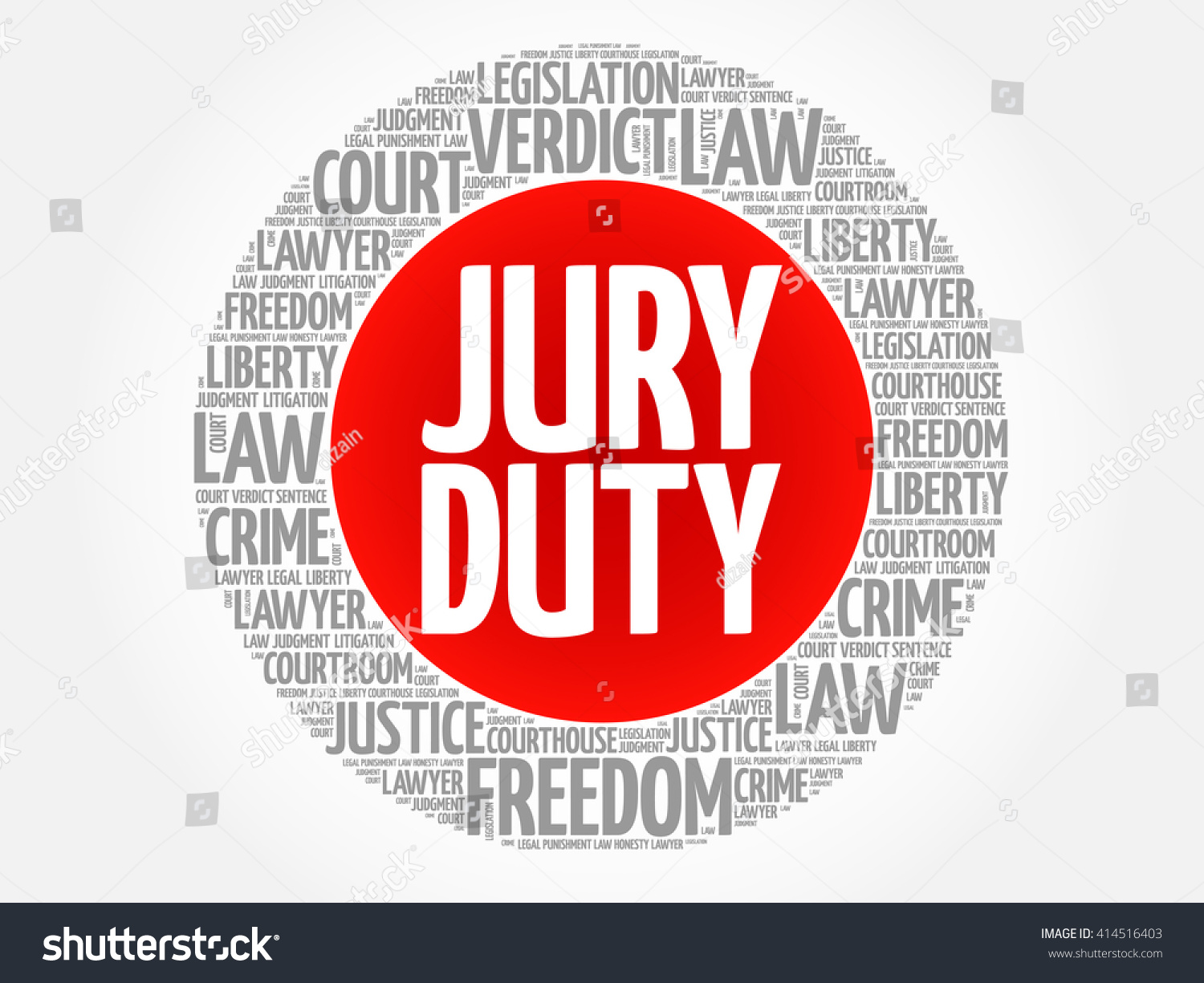 Jury Duty word cloud concept - Royalty Free Stock Vector 414516403 ...