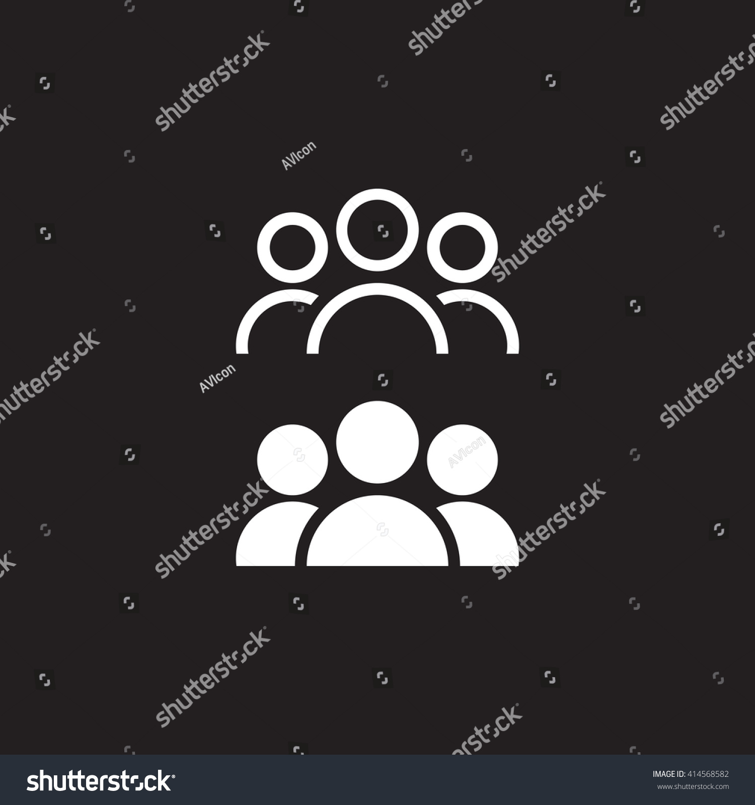 people line icon, persons outline and solid vector illustration, group linear pictogram isolated on black #414568582