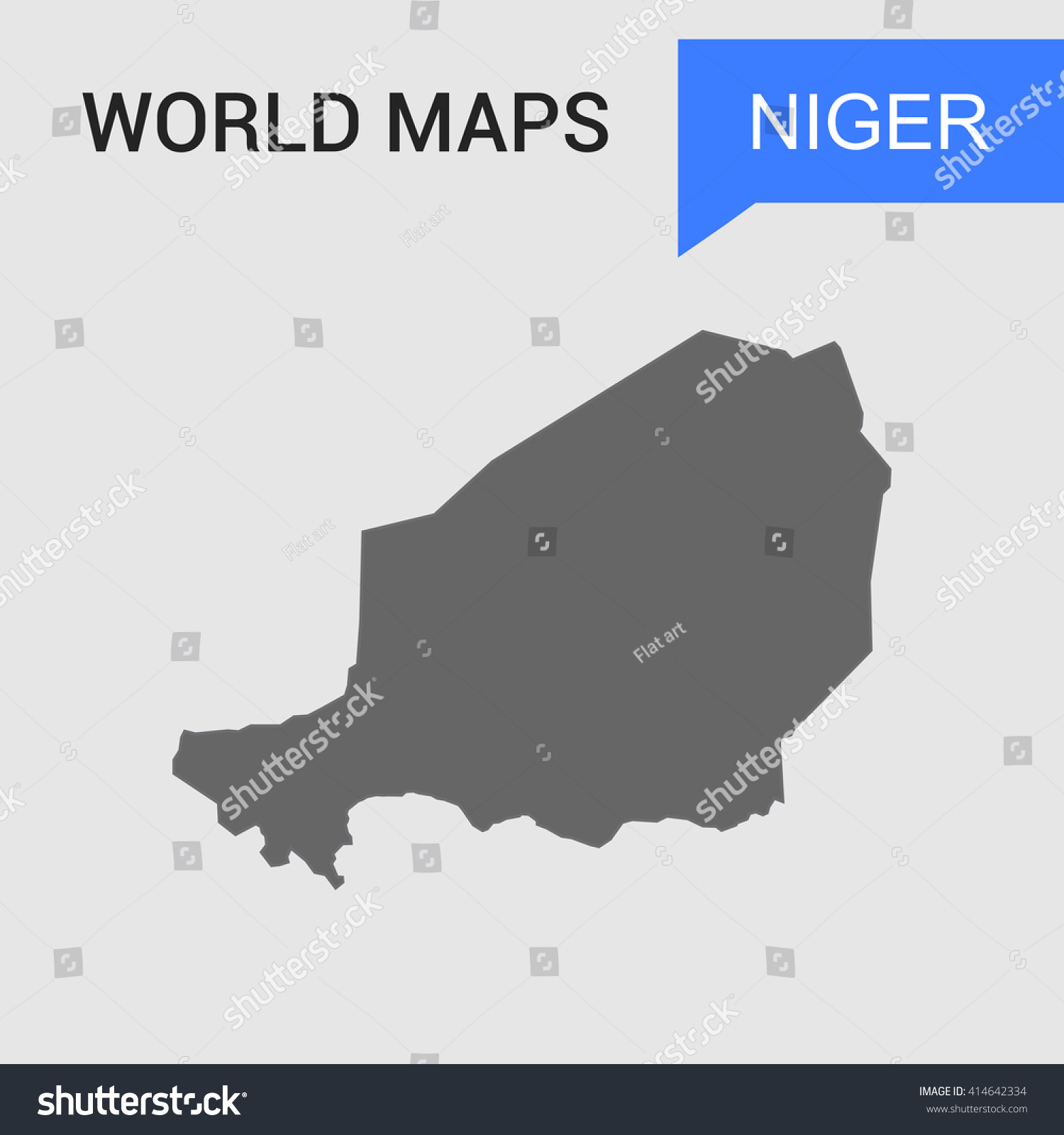 Niger Map Vector Country Border Map Royalty Free Stock Vector 414642334 