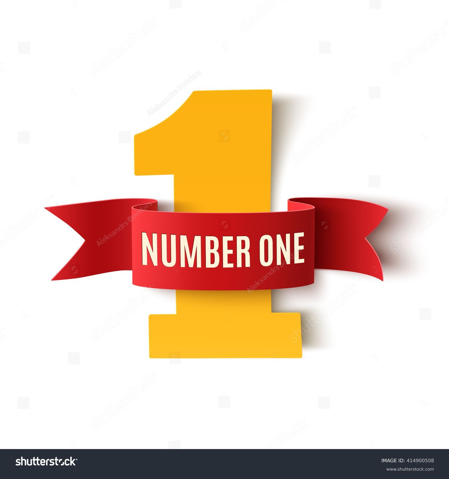 Number one background with white ribbon on white .Poster or brochure template. Vector illustration