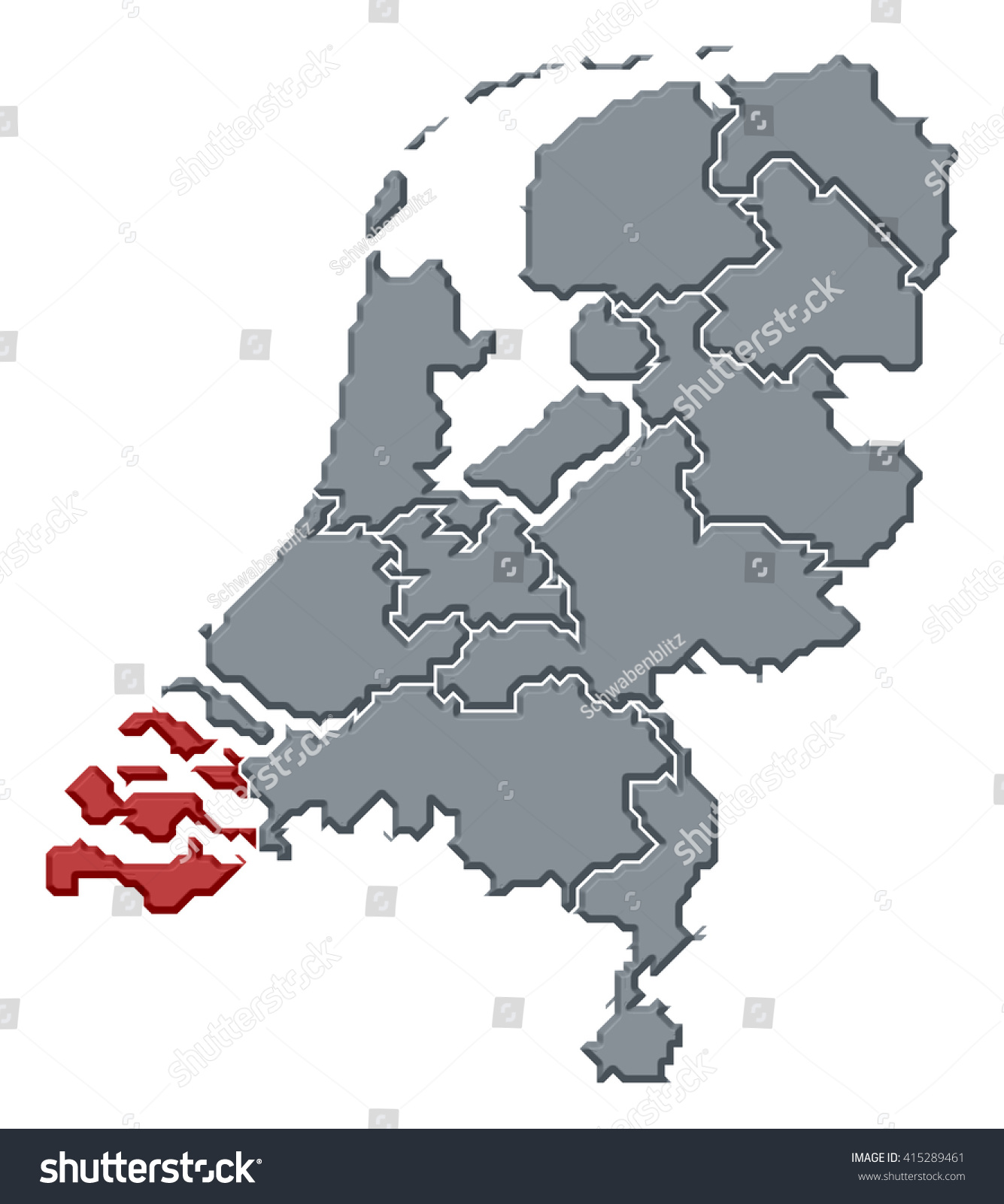 Map - Netherlands, Zeeland #415289461