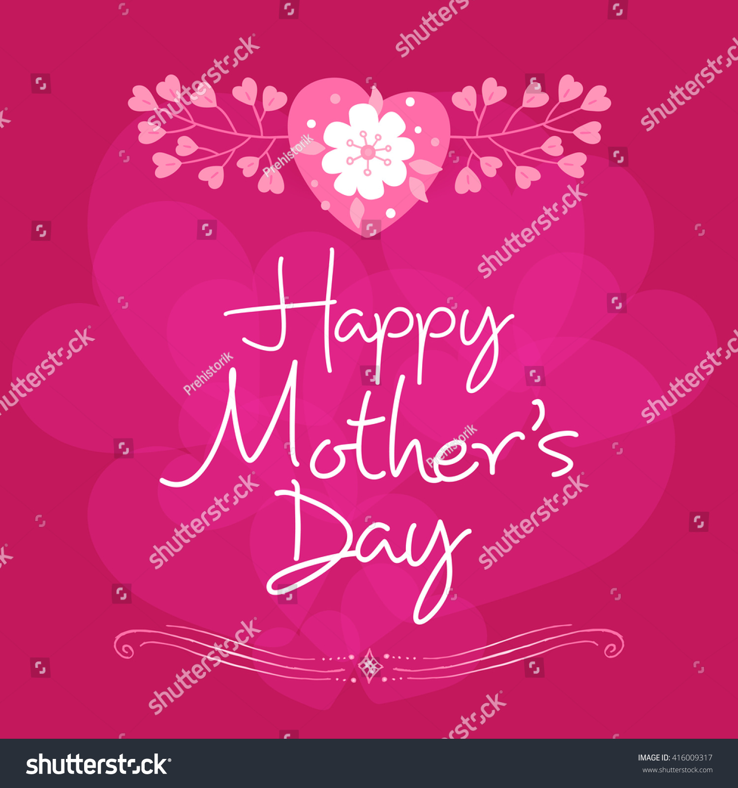 Lettering Happy Mothers Day Hand Drawn Card Royalty Free Stock Vector 416009317