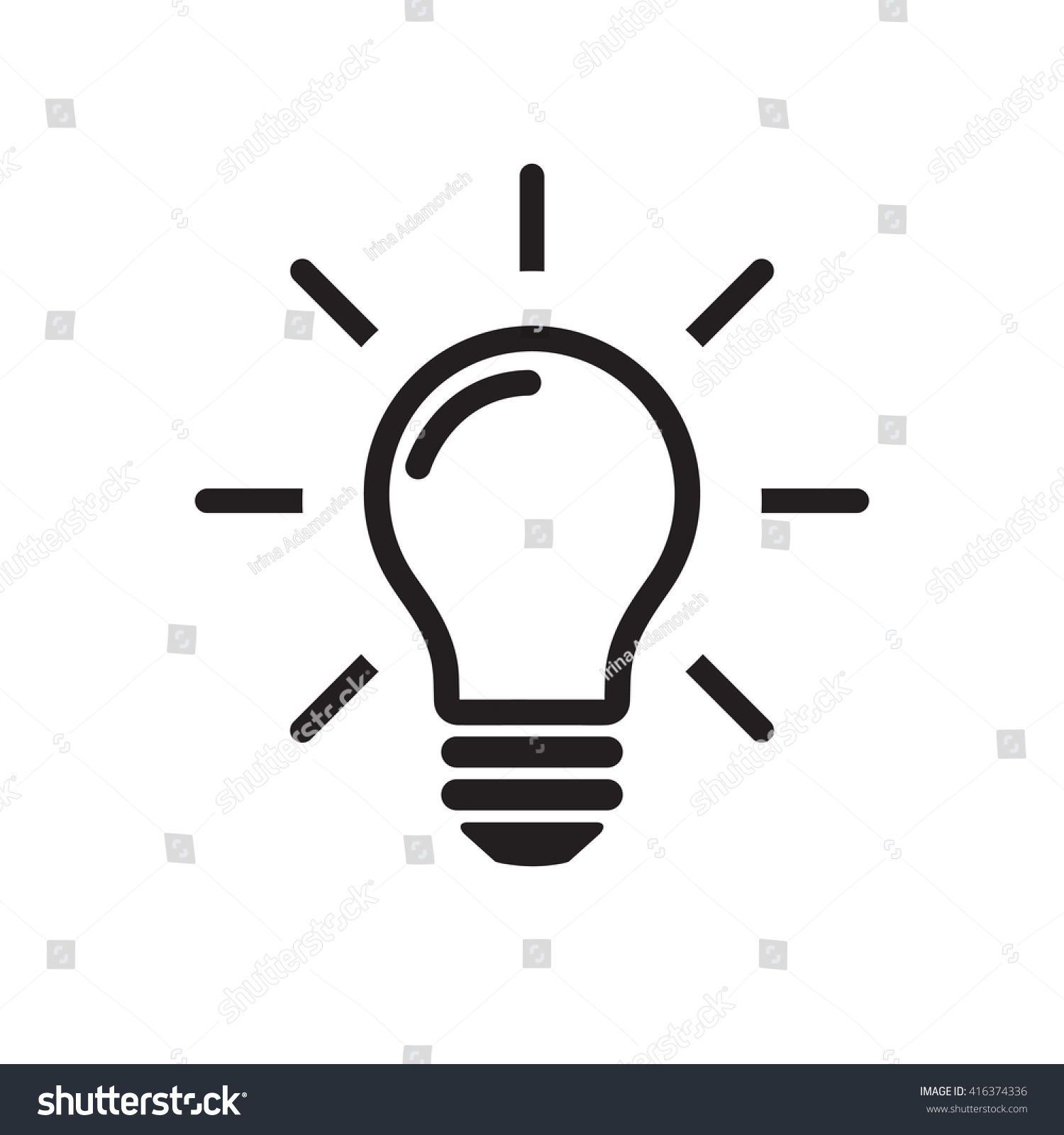 Light Bulb line icon vector,  isolated on white background. Idea sign, solution, thinking  concept. Lighting Electric lamp. Electricity, shine. Trendy Flat style for graphic design, Web site, UI. EPS #416374336