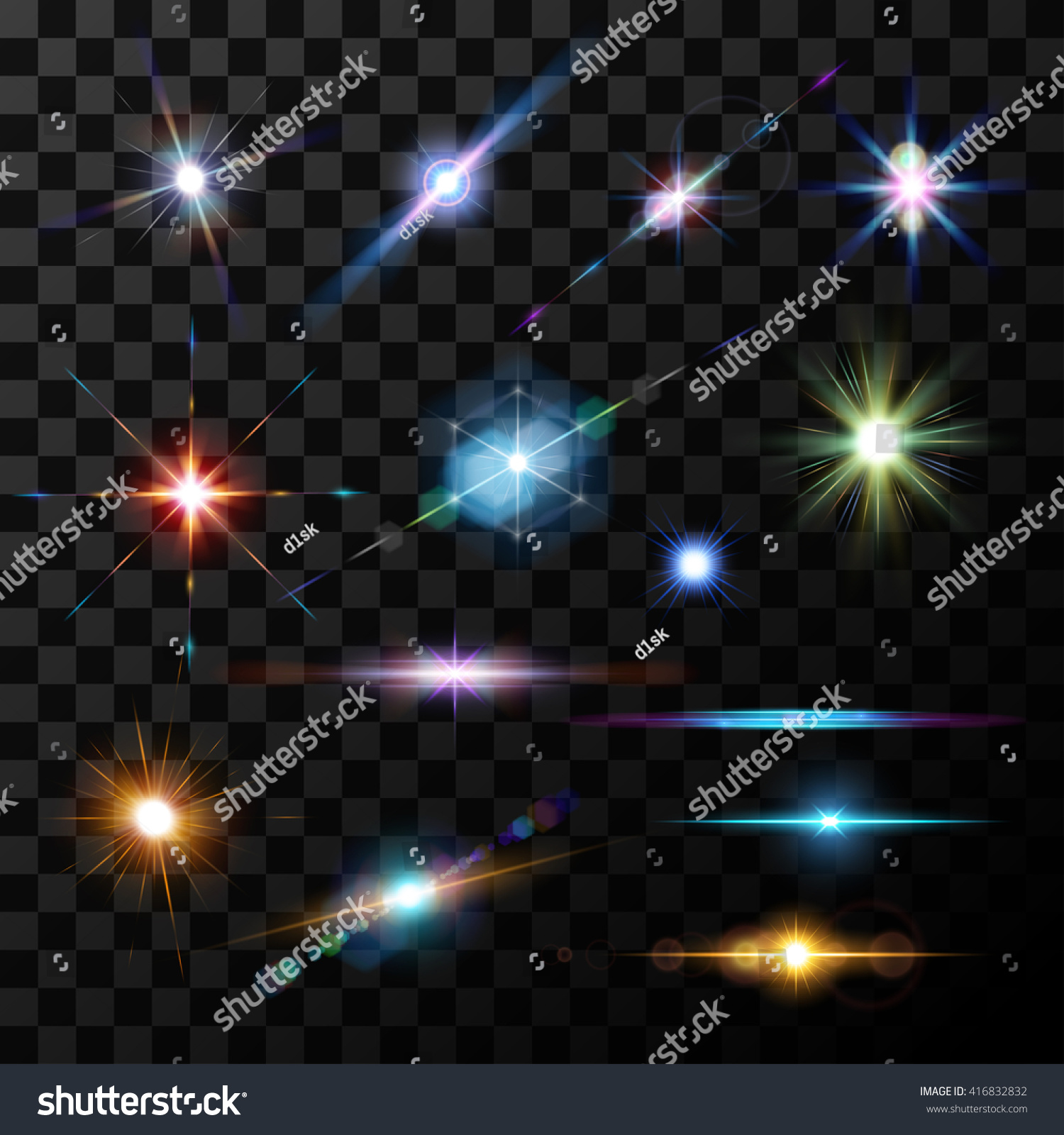 Glowing lens flare lights - Royalty Free Stock Vector 416832832 ...