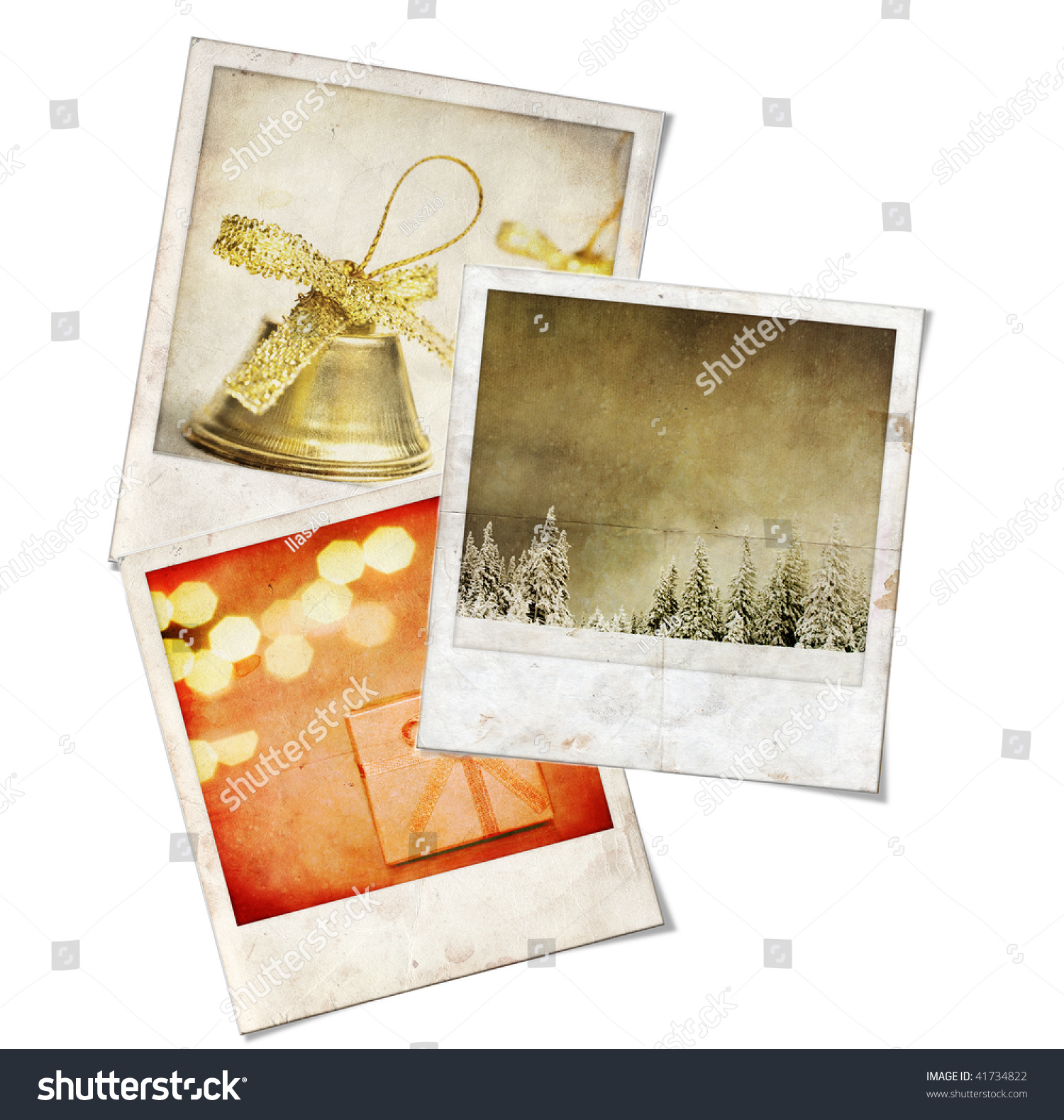 Three Vintage instant photo picture with christmas themes #41734822