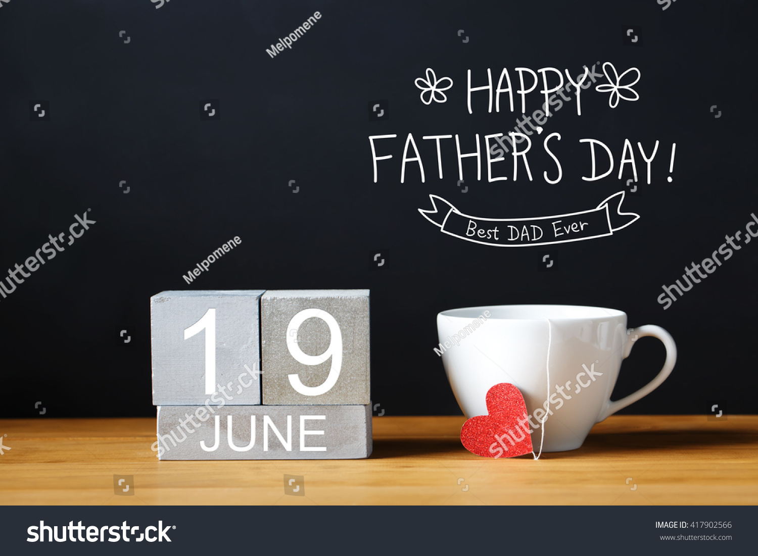 Fathers Day message with coffee cup with wooden blocks #417902566