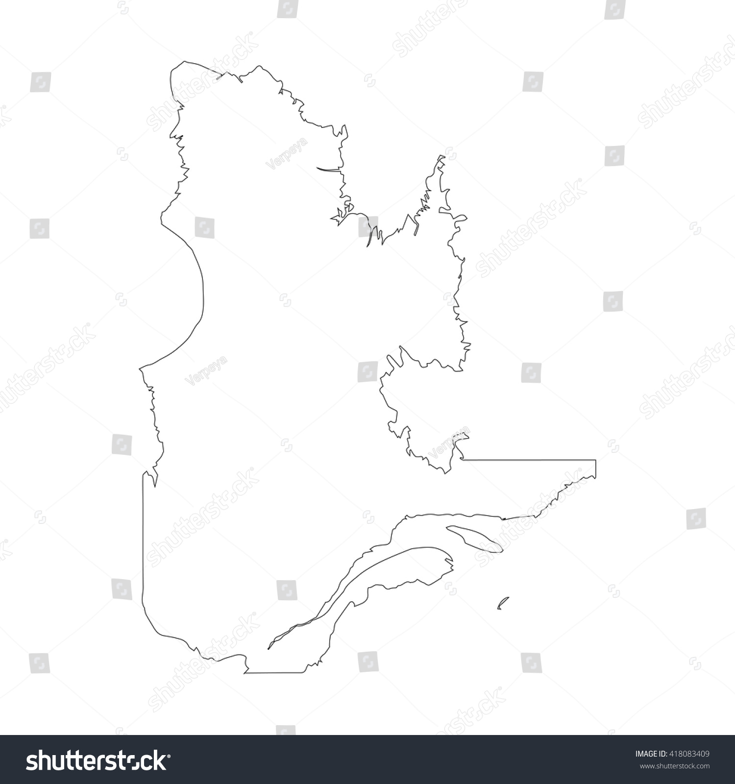 Vector map Quebec. Outline map. Isolated vector - Royalty Free Stock ...