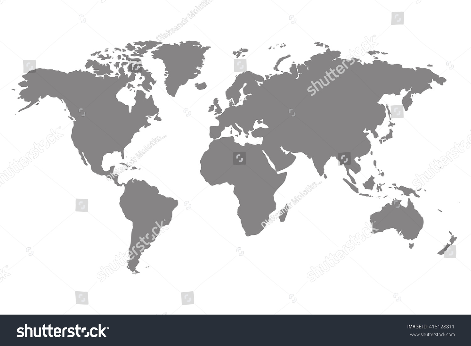 Gray blank vector world map. Isolated on white background. #418128811