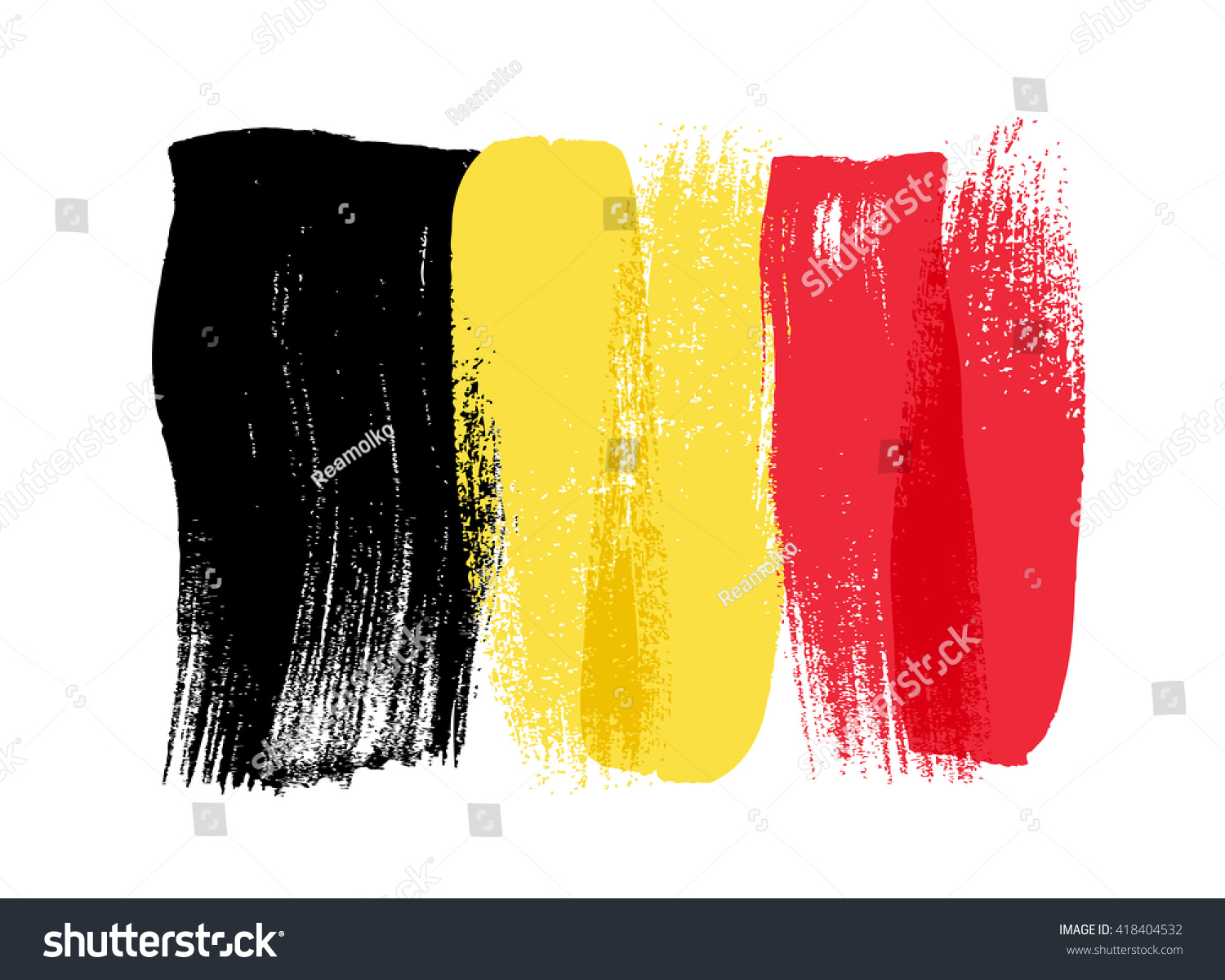 Belgium colorful brush strokes painted national country Belgian flag icon. Painted texture. #418404532