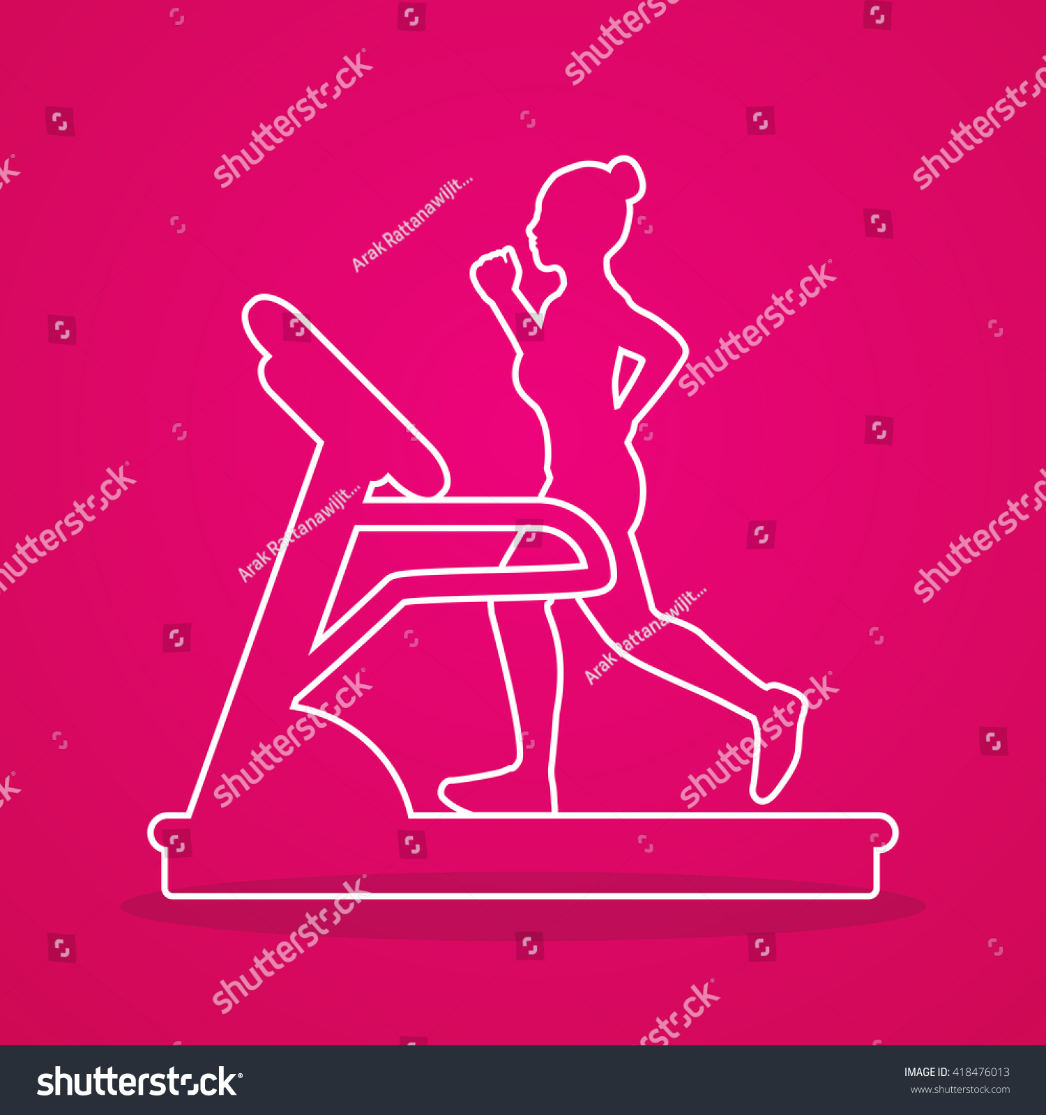 Woman Running On A Treadmill Outline Graphic Royalty Free Stock Vector 418476013 0614