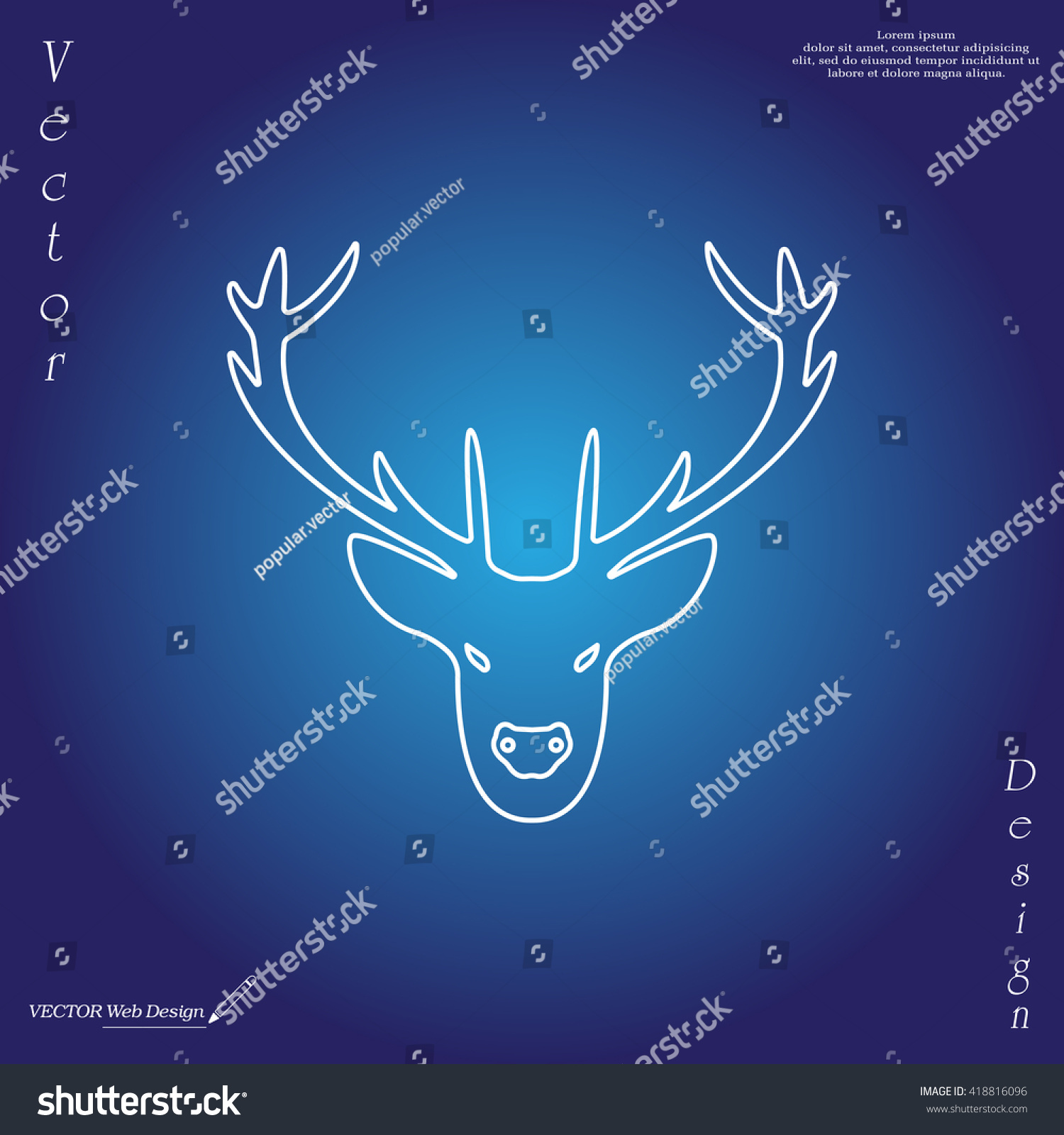 Illustration Of A Deer Head Silhouette Line Royalty Free Stock Vector 418816096 1626