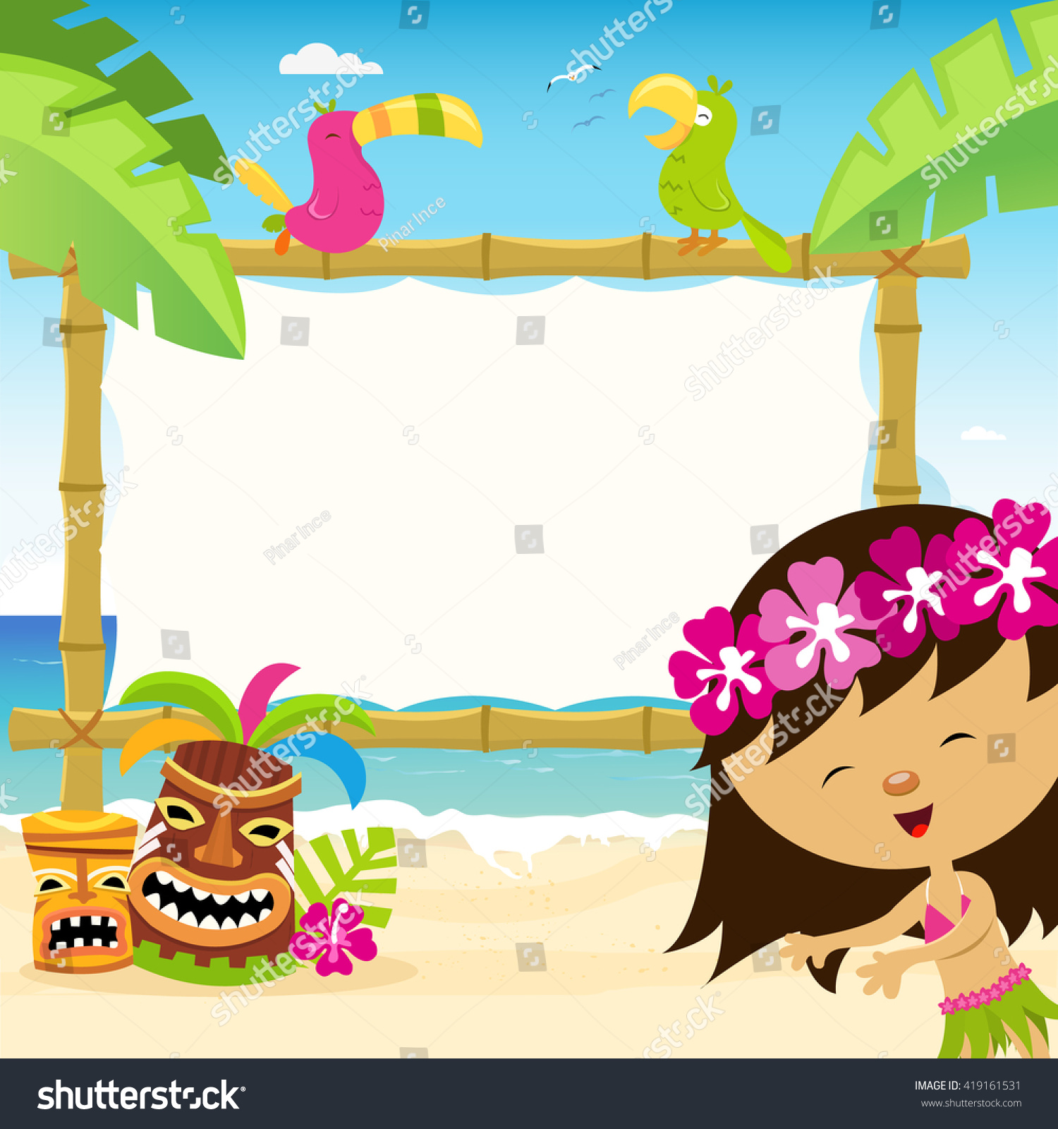 Hawaiian Template With Hula Dancer - Royalty Free Stock Vector ...