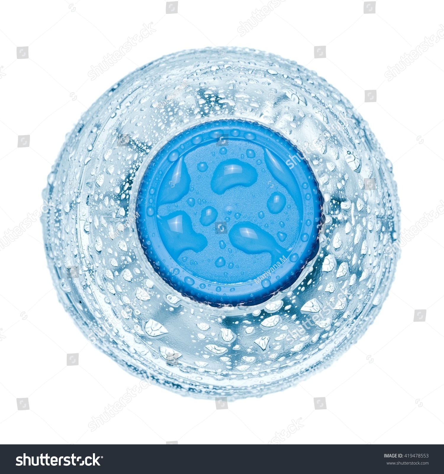 Download Small Water Bottle With Drops Top View Royalty Free Stock Photo 419478553 Avopix Com