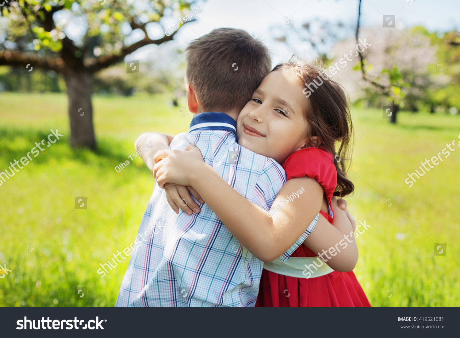 Children love romantic hug - Royalty Free Stock Photo 419521081 ...