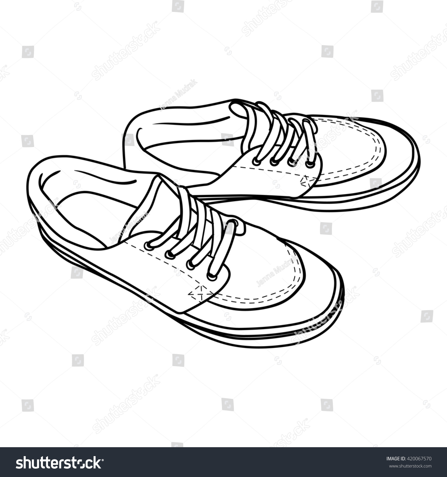 contour doodle shoes. cartoon gumshoes isolated - Royalty Free Stock ...