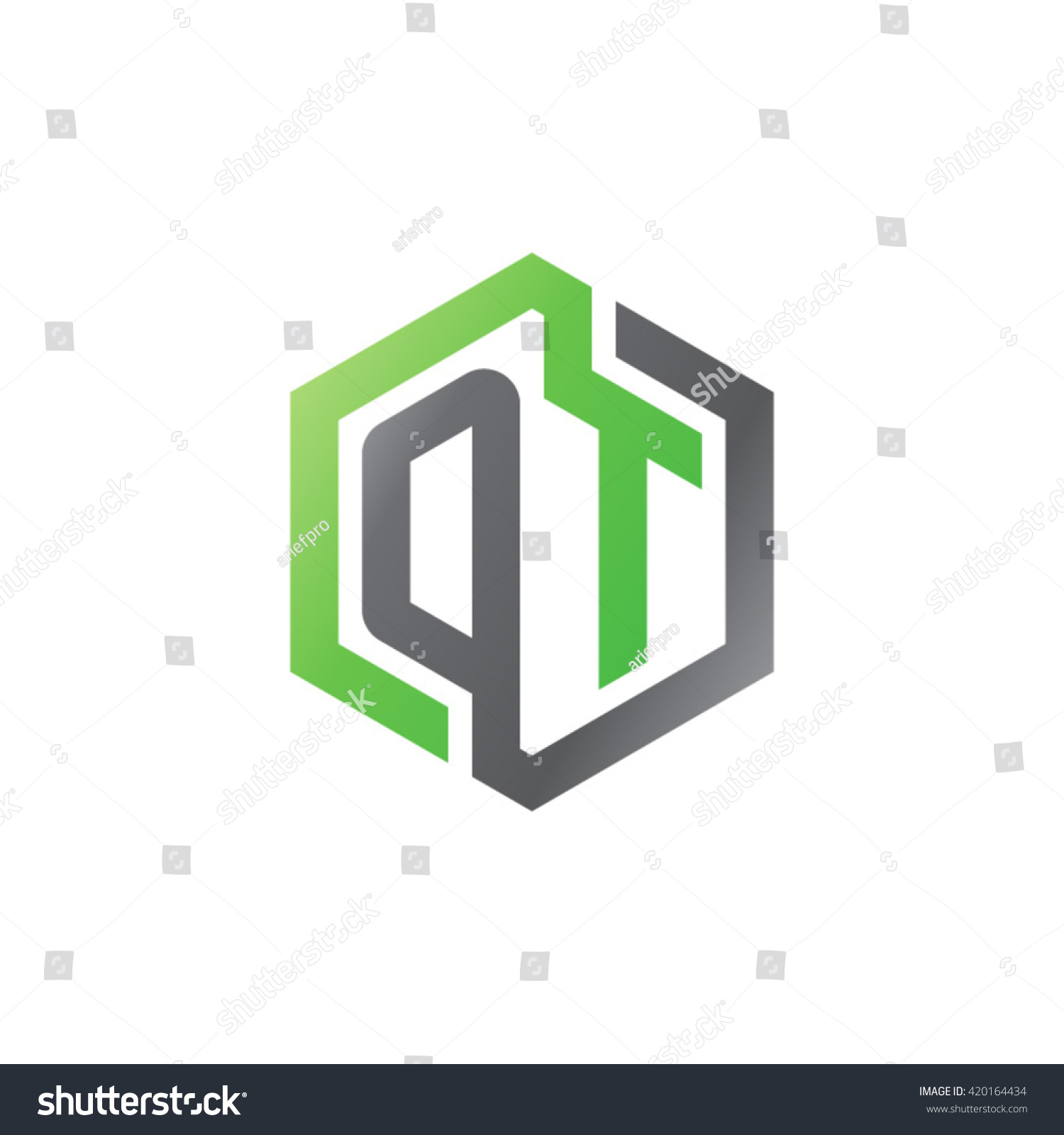 OT initial letters looping linked hexagon logo - Royalty Free Stock ...