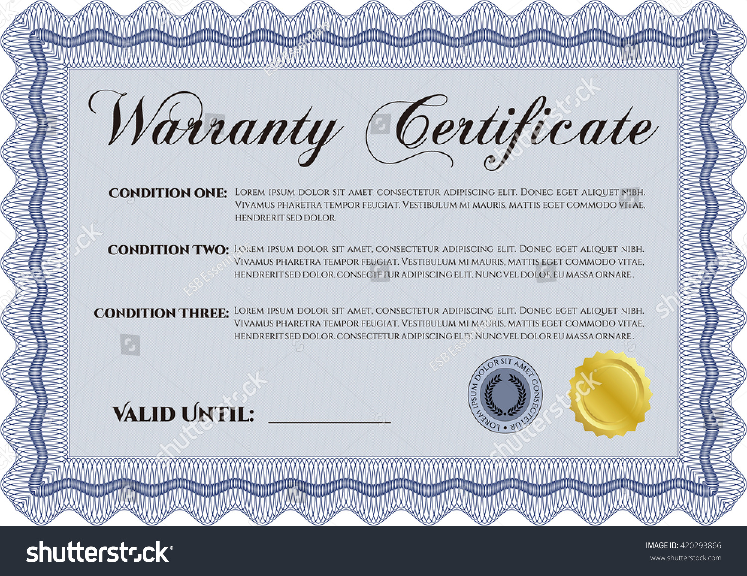 Warranty Certificate. Detailed. Complex design. - Royalty Free Stock ...