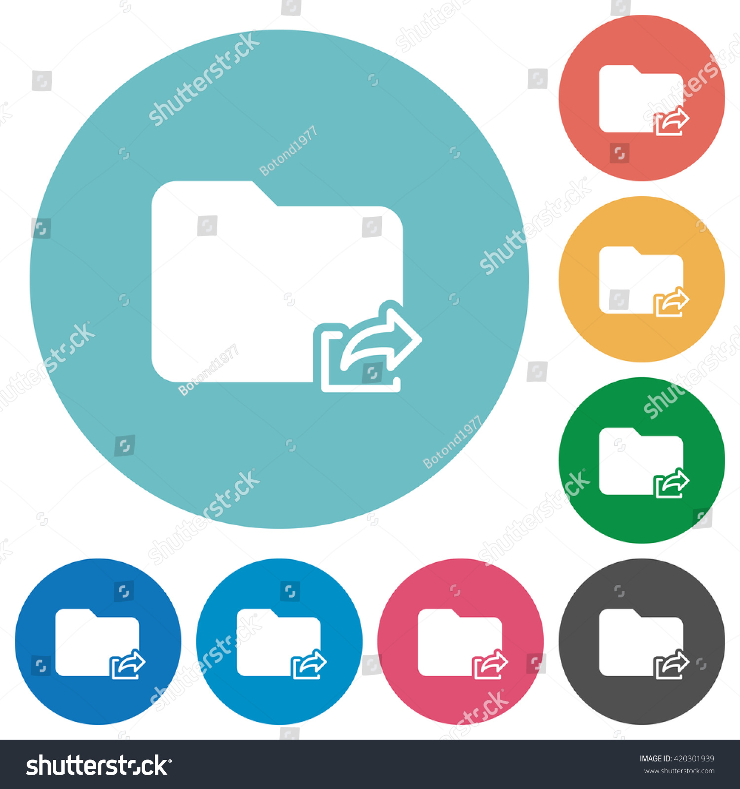 Flat export folder icon set on round color - Royalty Free Stock Vector ...