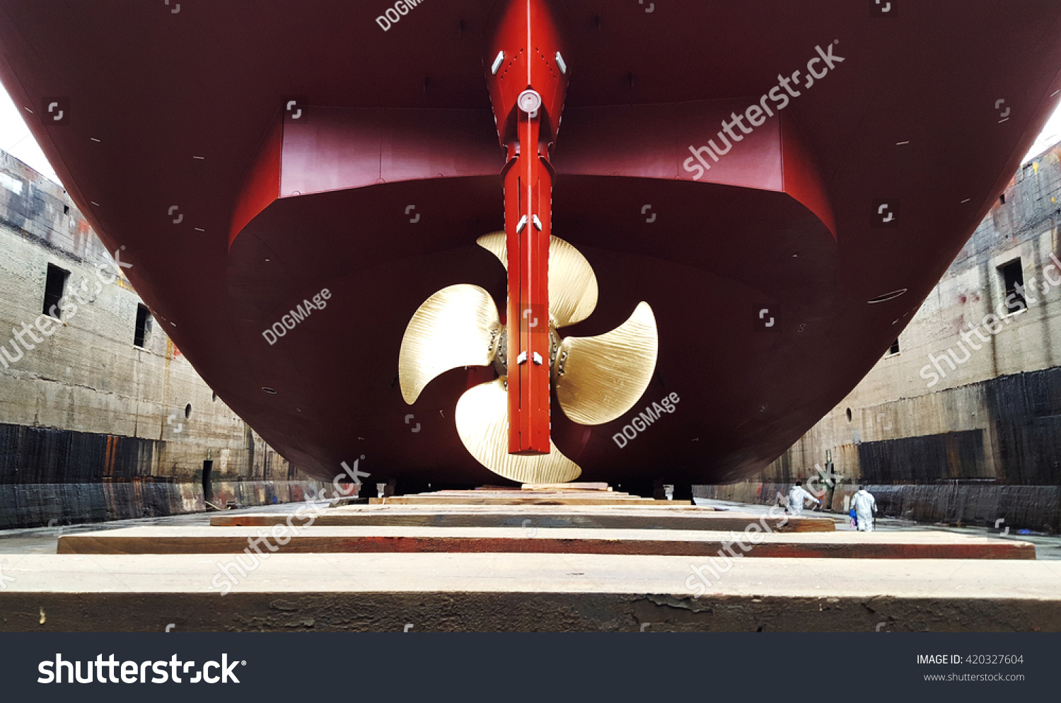ship stern and propeller at drydock #420327604