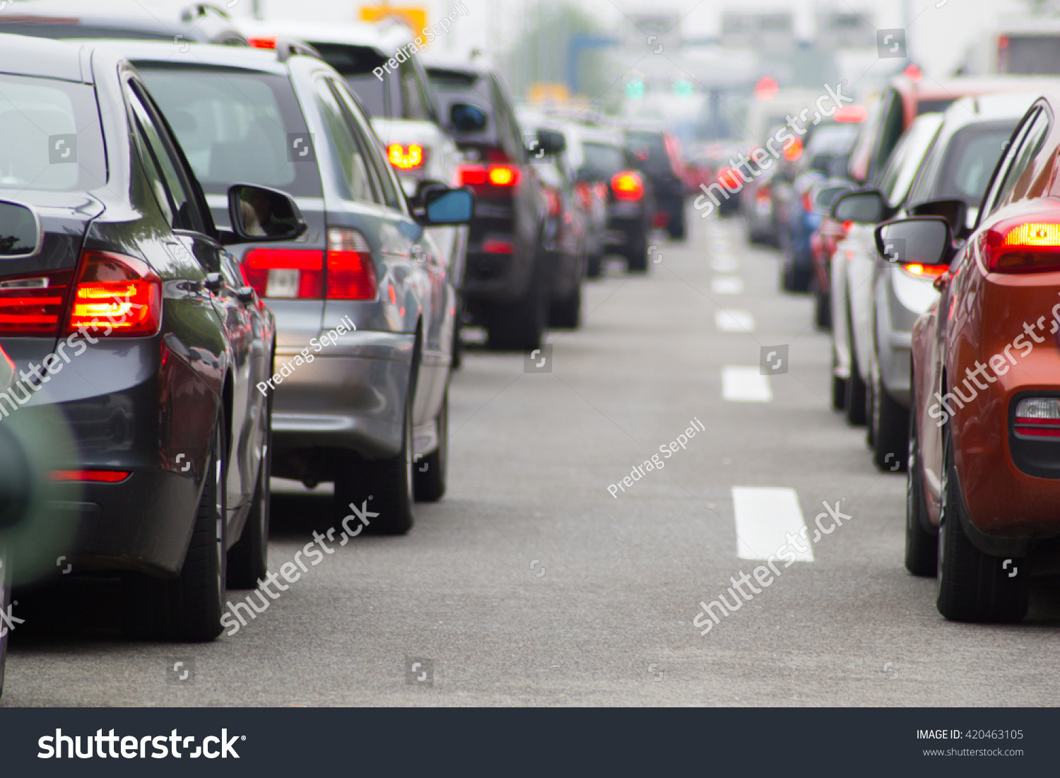 Cars on highway in traffic jam #420463105
