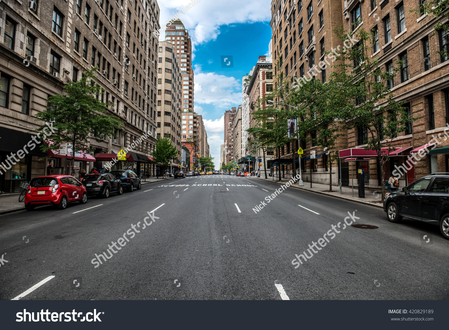 New York City Manhattan empty street at Midtown at sunny day #420829189